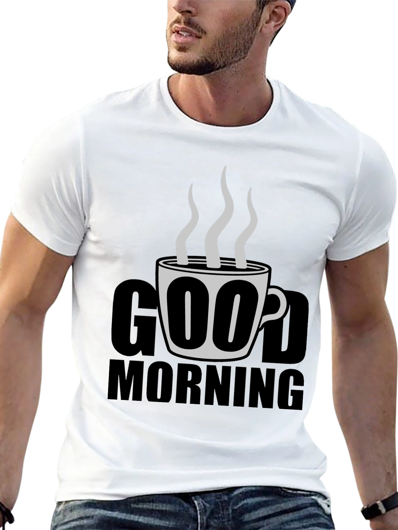 Good Morning Coffee Graphic Tee - Black