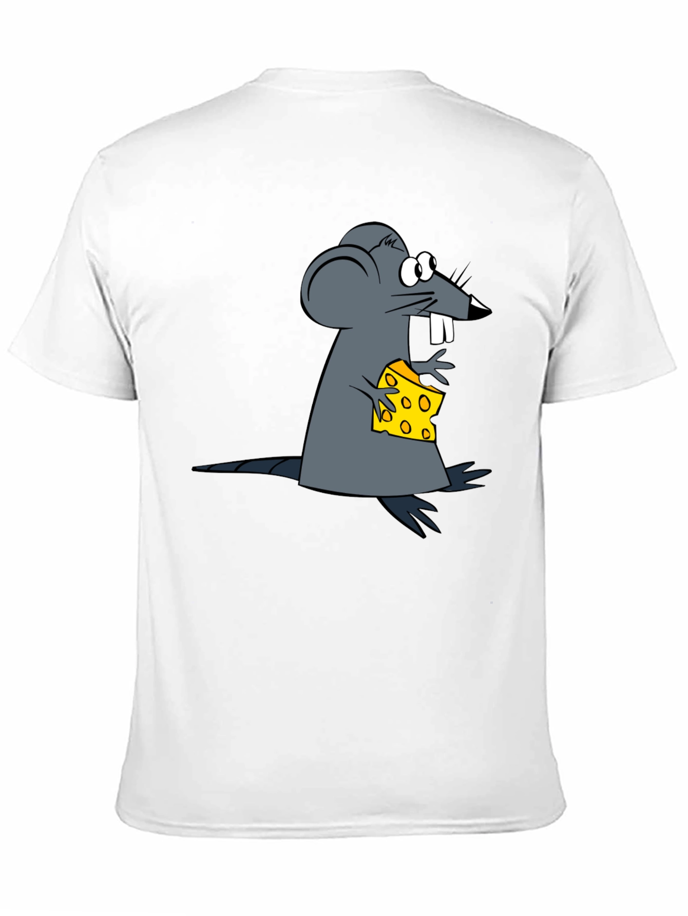 Cartoon Mouse & Cheese Graphic Black T-Shirt