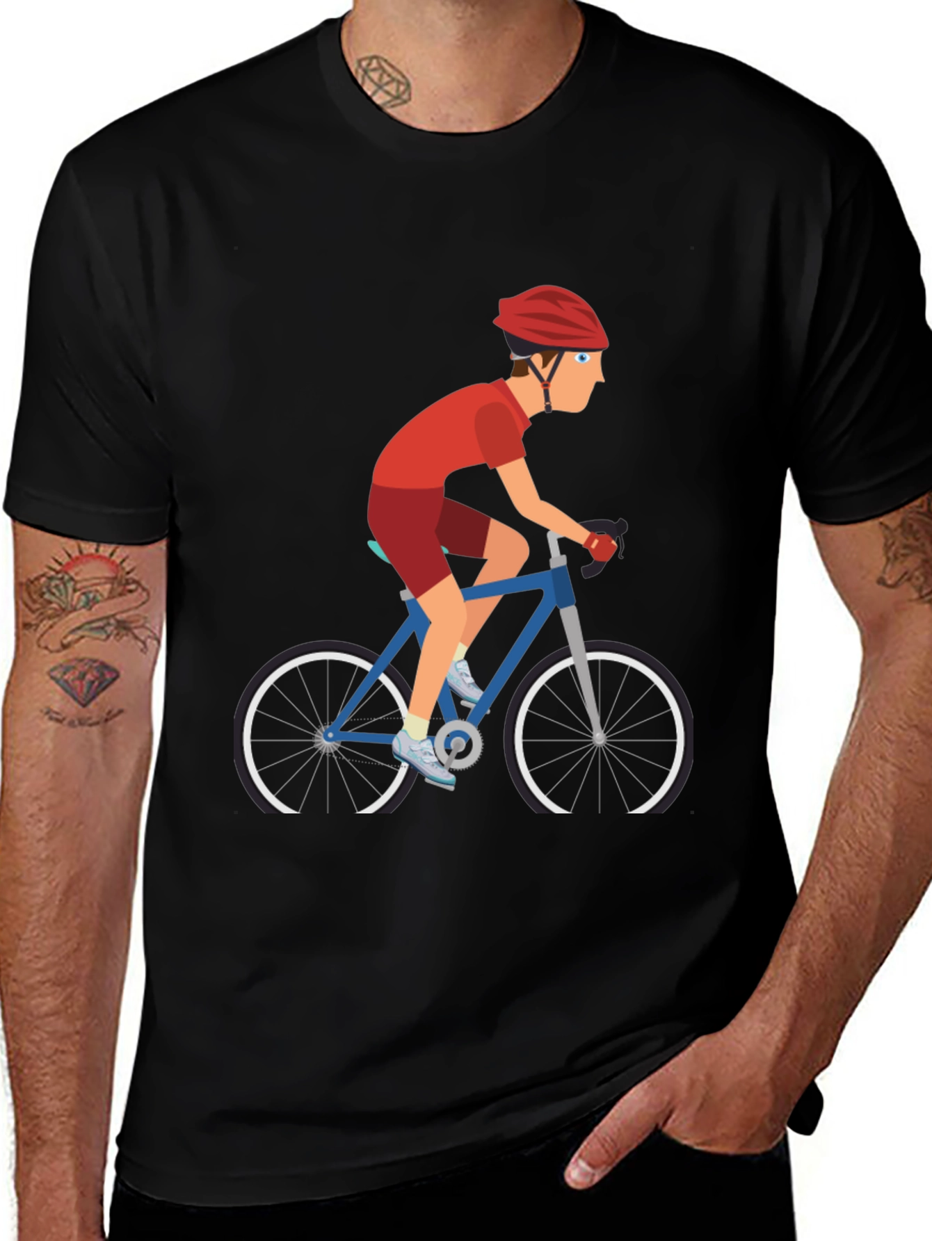 Cyclist Graphic Tee - Black Cotton T-Shirt