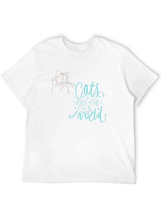Cats Rule the World Graphic Tee - Black T-Shirt