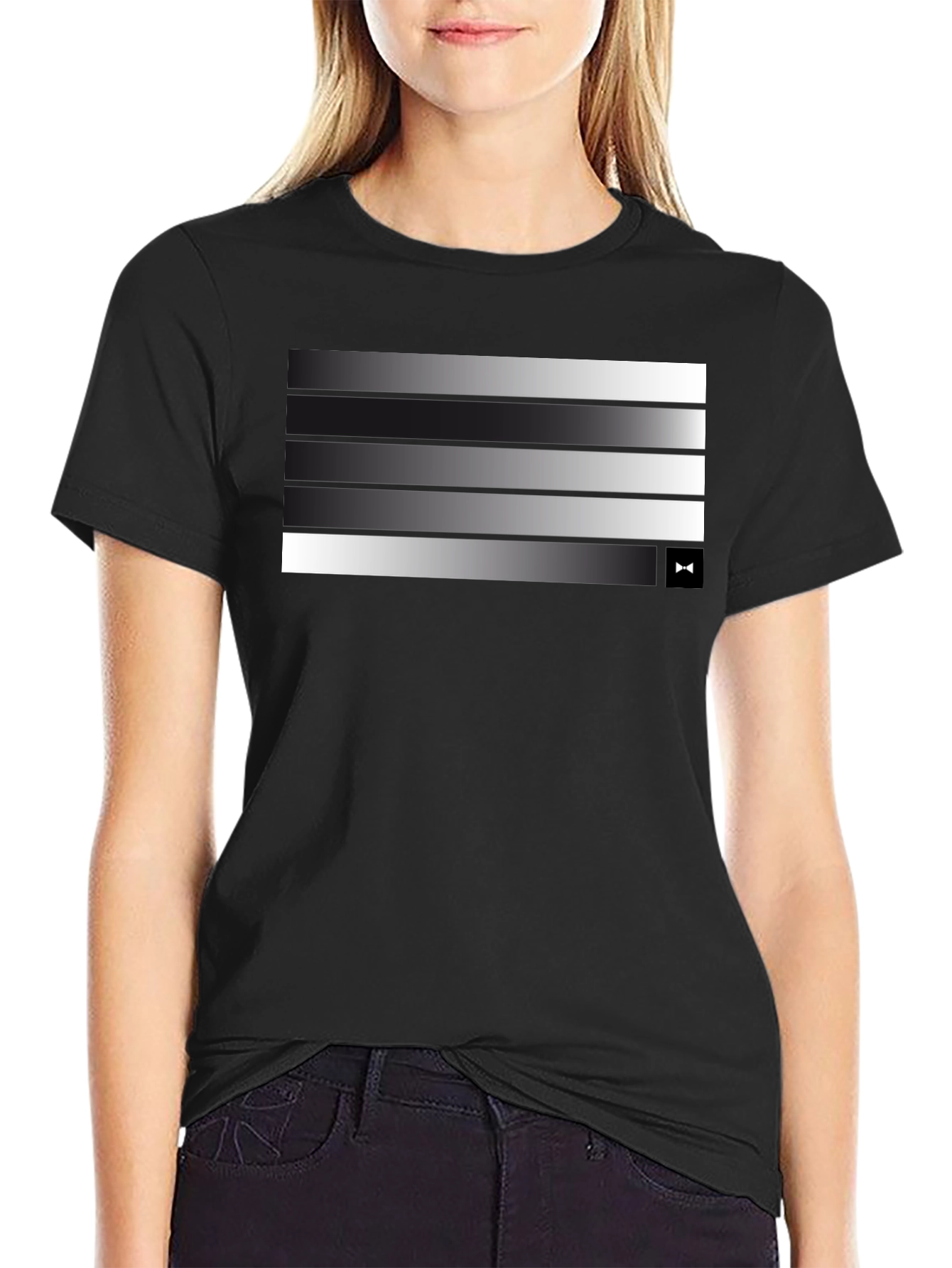Modern Gradient Stripe Tee - Stylish Mens Black T-Shirt