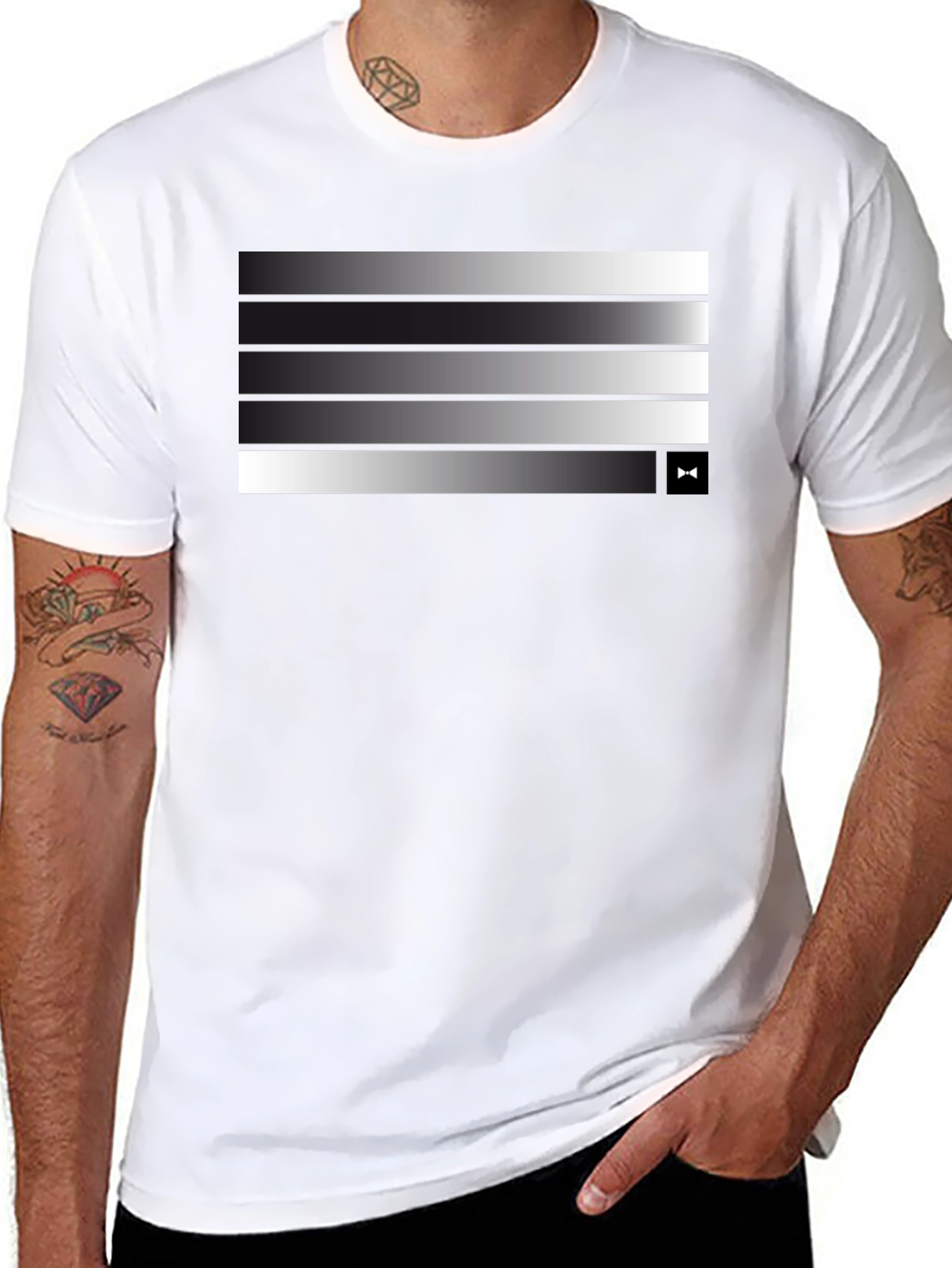 Modern Gradient Stripe Tee - Stylish Mens Black T-Shirt