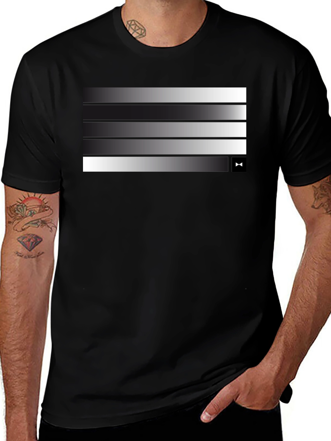 Modern Gradient Stripe Tee - Stylish Mens Black T-Shirt