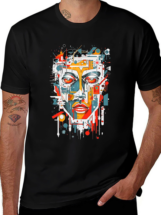 Abstract Face Graphic Tee - Modern Art T-Shirt