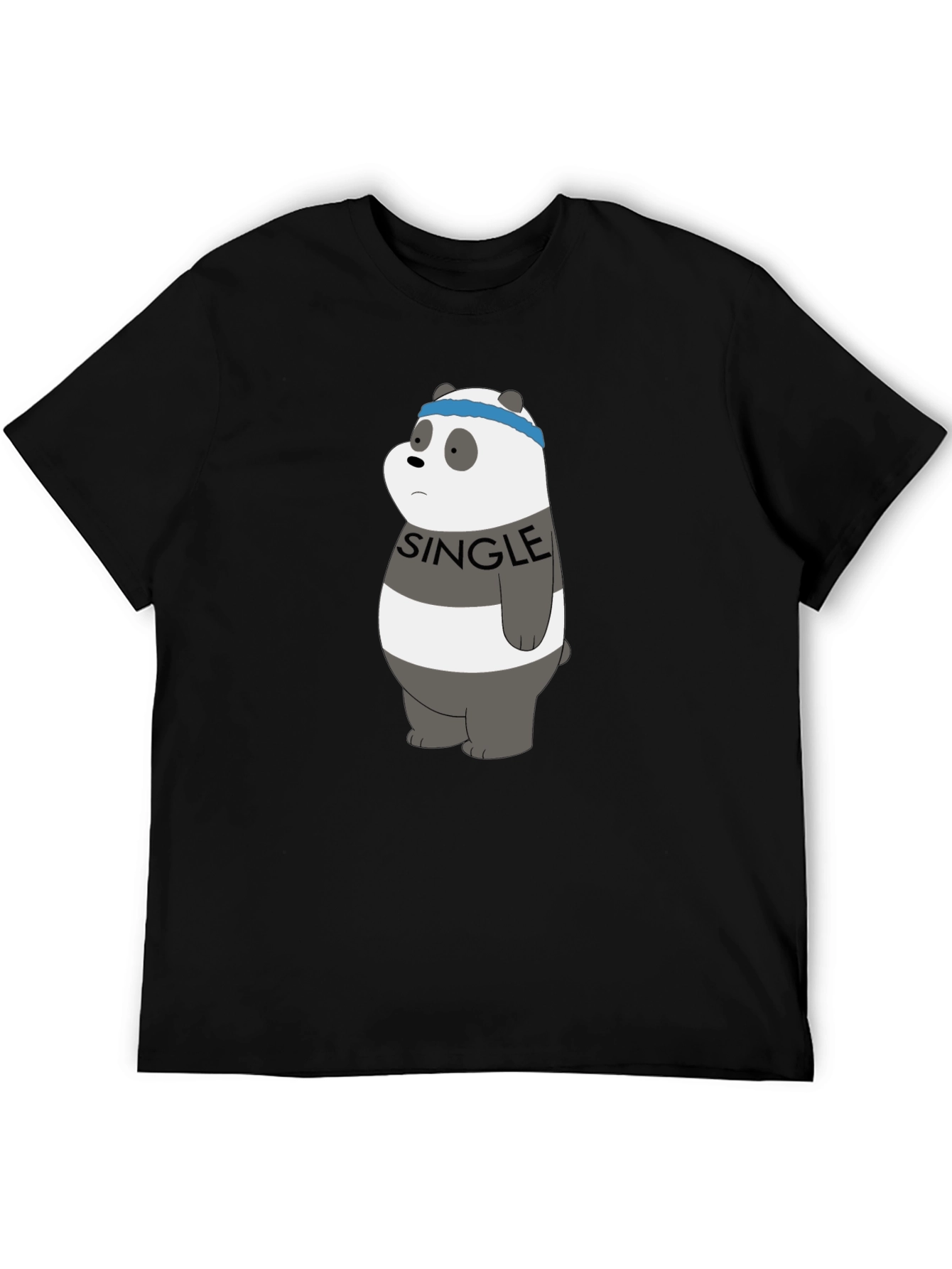 Single Panda Bear Graphic Tee - Black