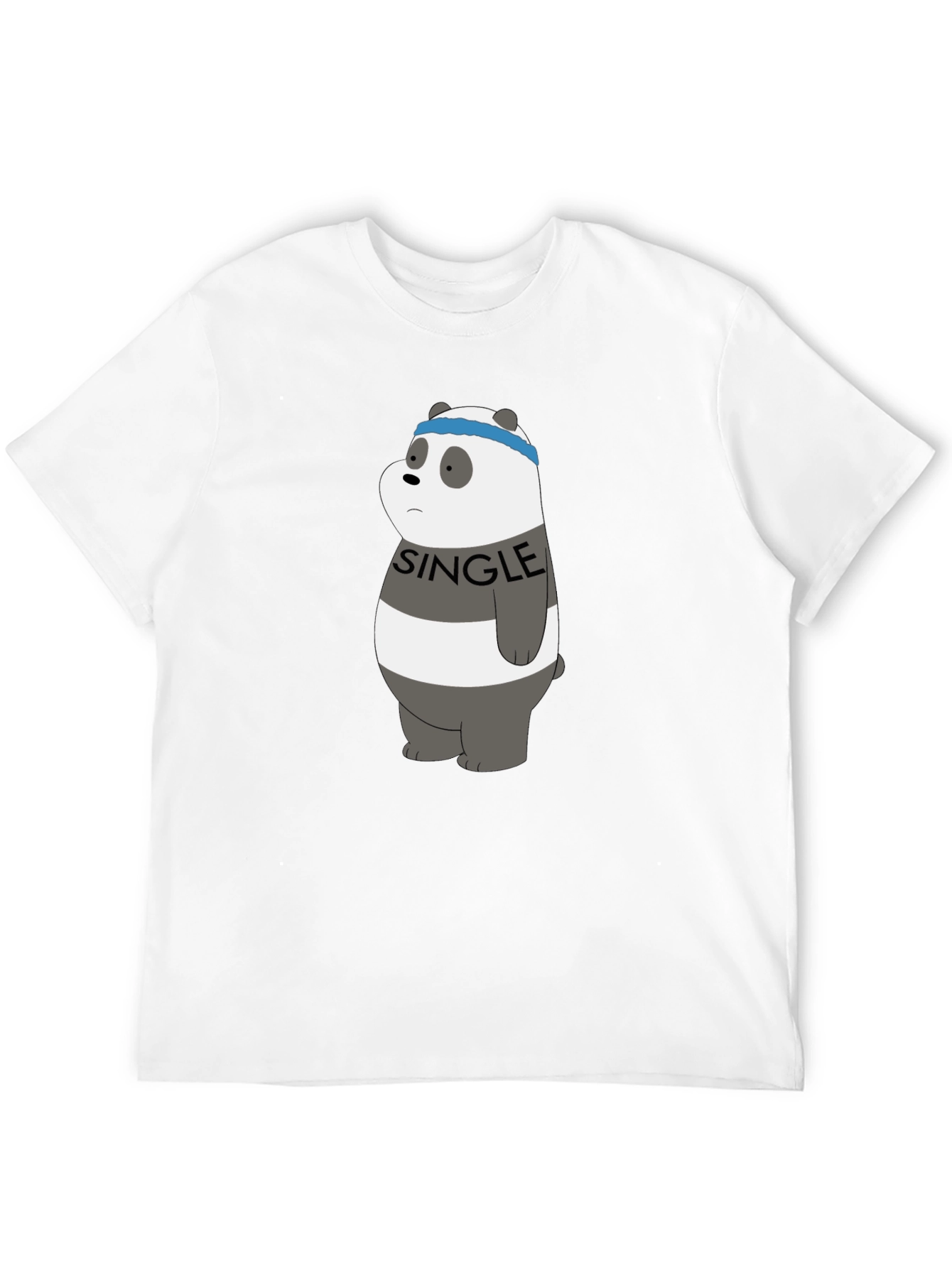 Single Panda Bear Graphic Tee - Black