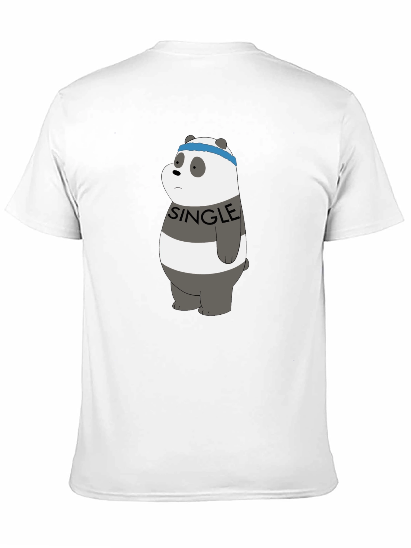 Single Panda Bear Graphic Tee - Black