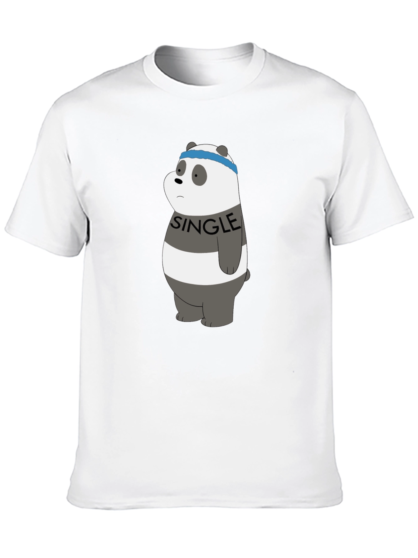 Single Panda Bear Graphic Tee - Black