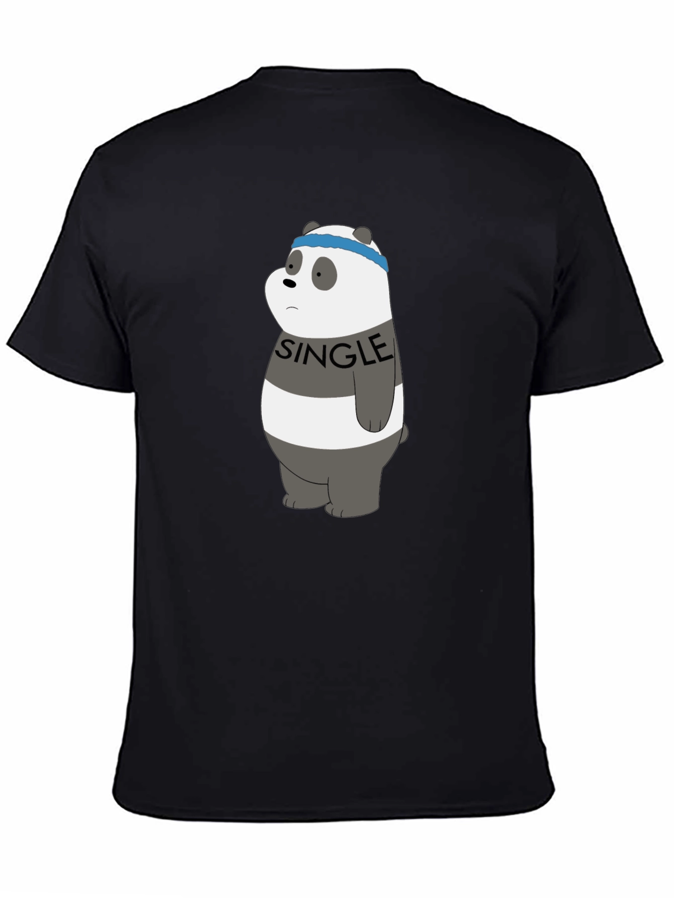 Single Panda Bear Graphic Tee - Black