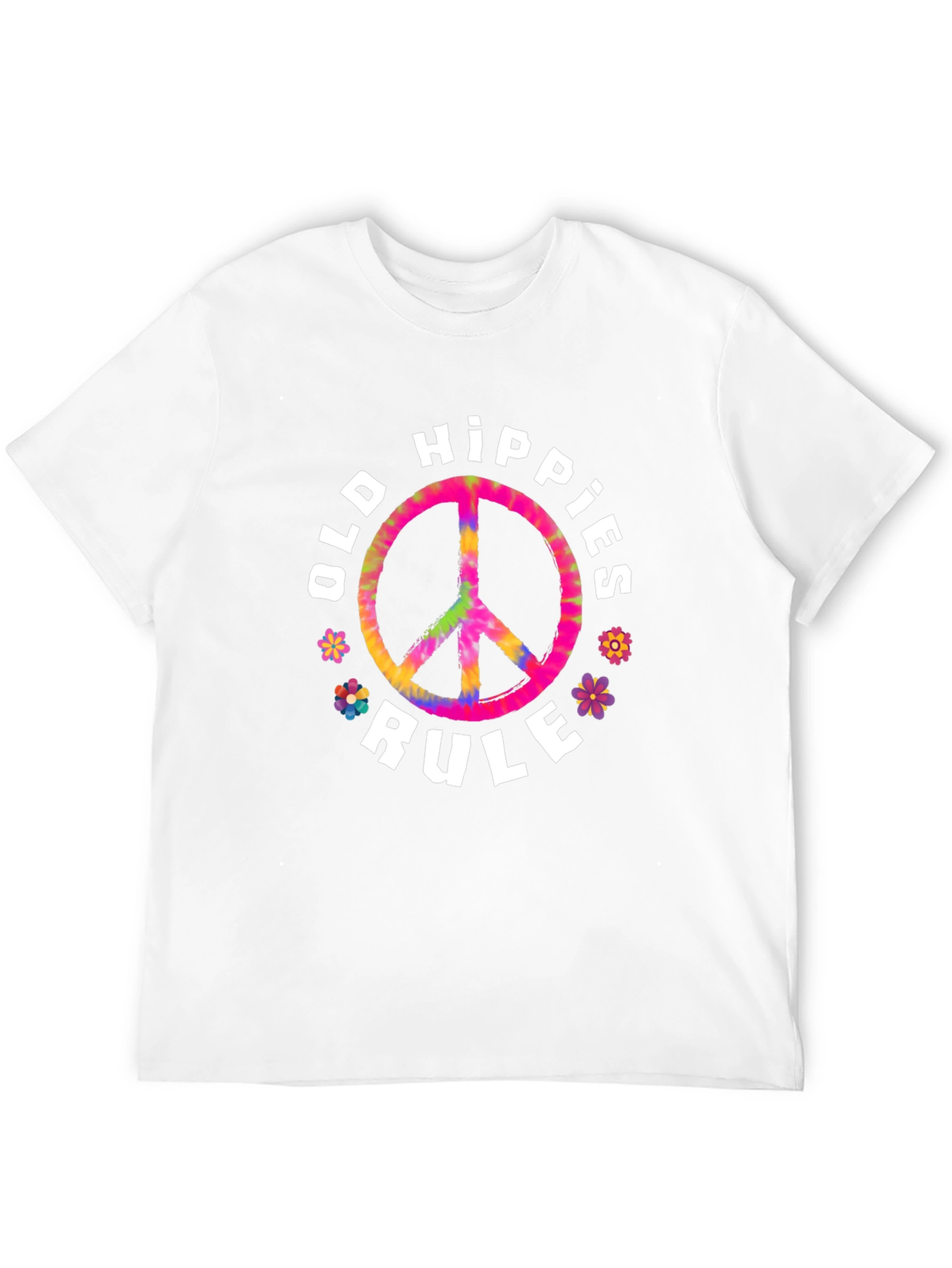 Old Hippies Rule T-Shirt - Retro Tie-Dye Peace Sign