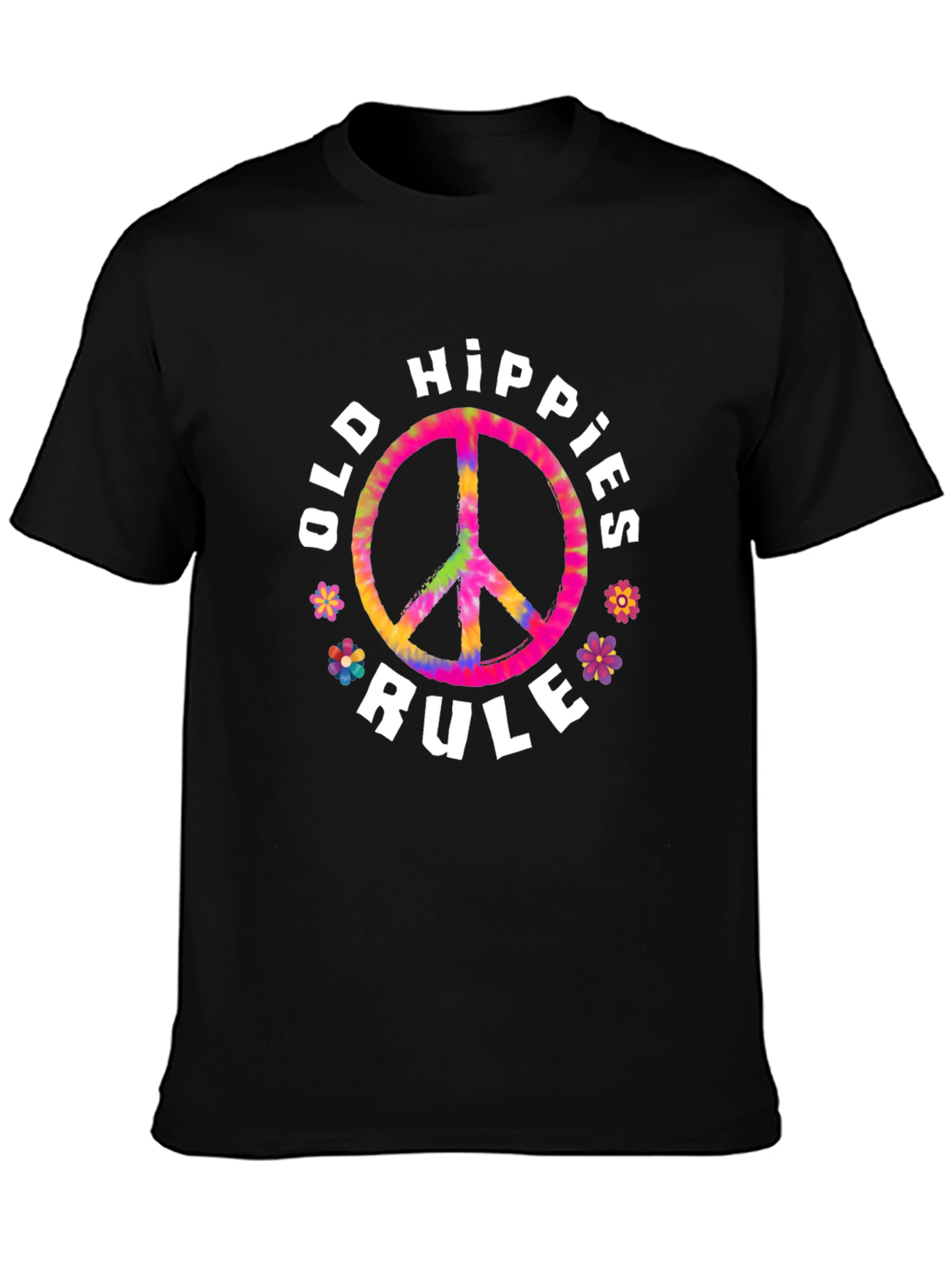 Old Hippies Rule T-Shirt - Retro Tie-Dye Peace Sign