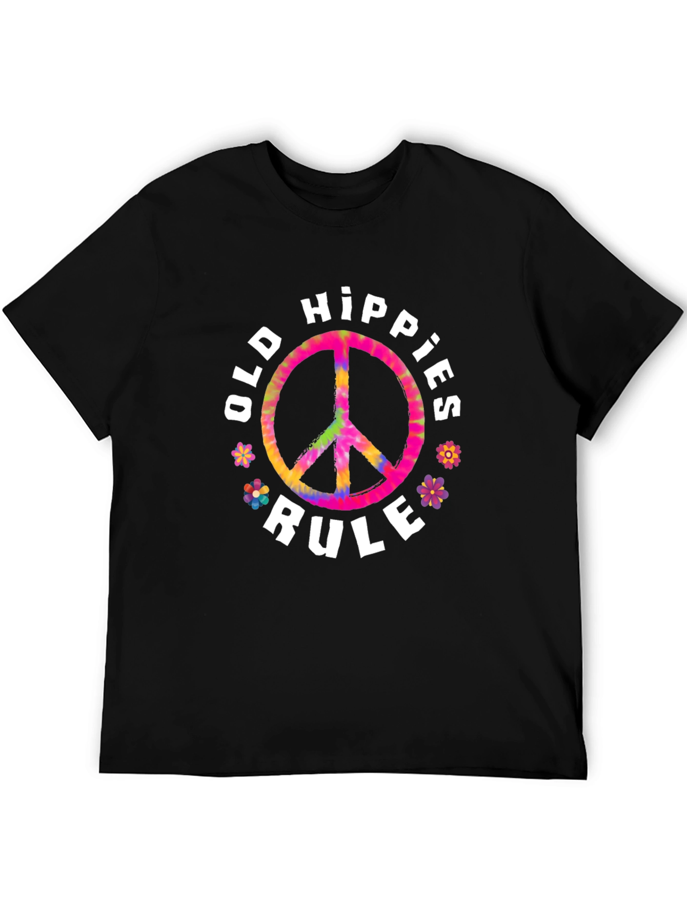 Old Hippies Rule T-Shirt - Retro Tie-Dye Peace Sign