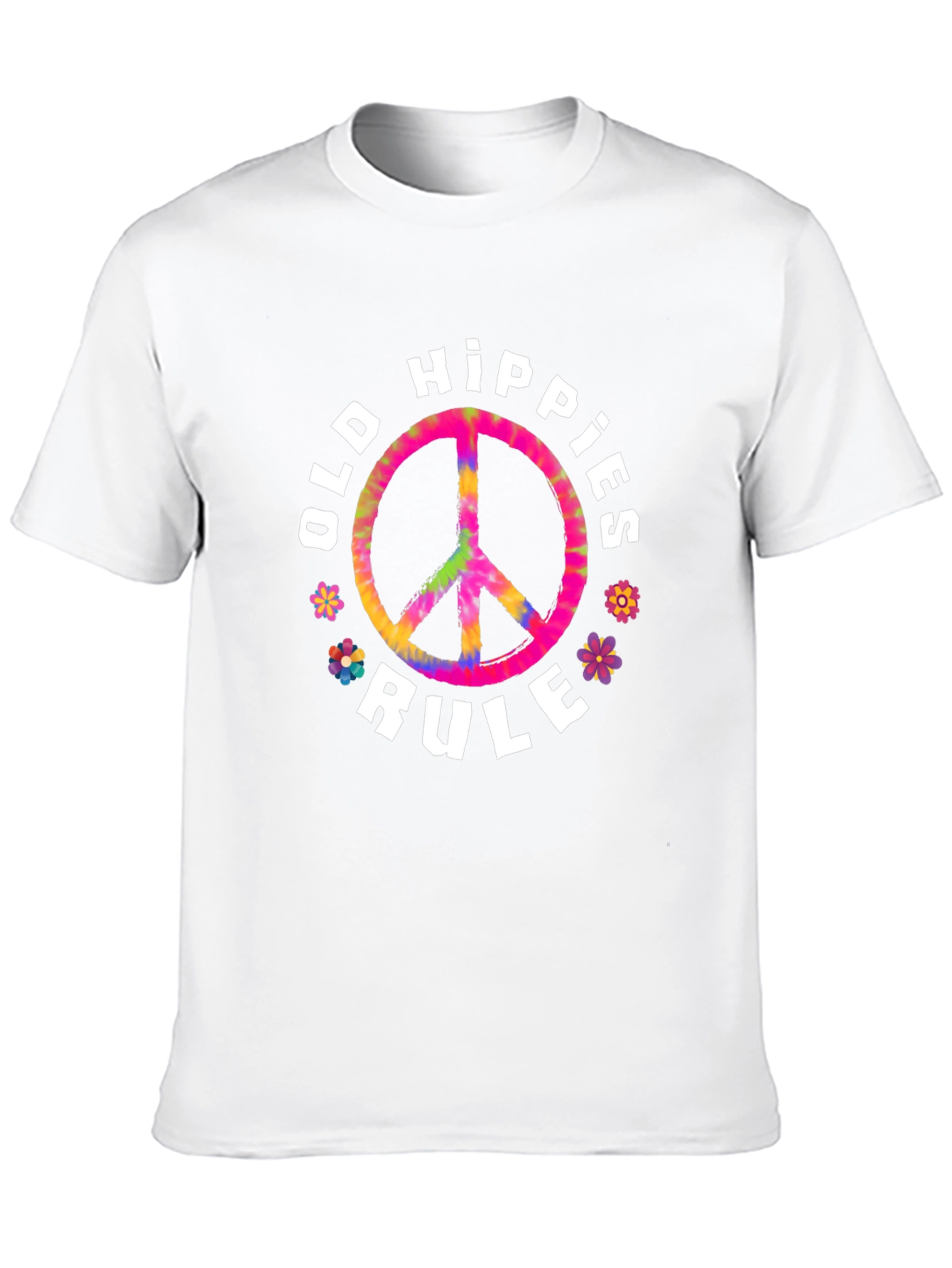 Old Hippies Rule T-Shirt - Retro Tie-Dye Peace Sign