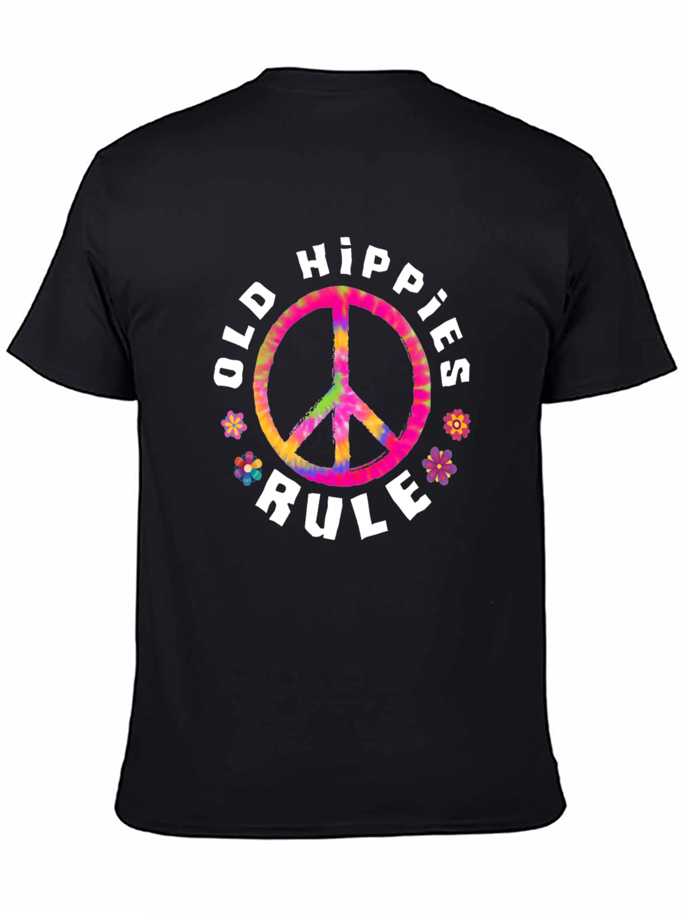 Old Hippies Rule T-Shirt - Retro Tie-Dye Peace Sign