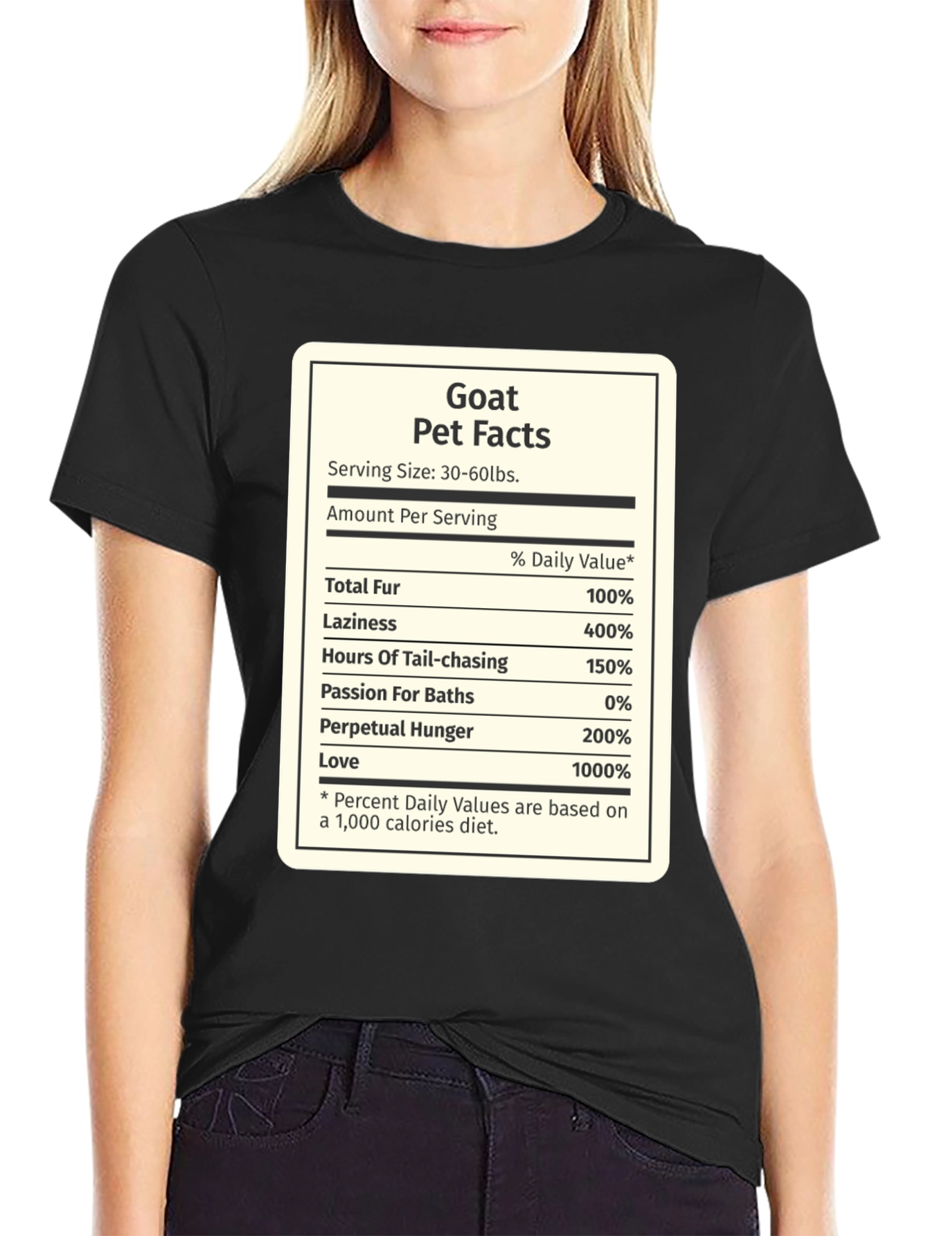 Goat Pet Facts Black T-Shirt Novelty