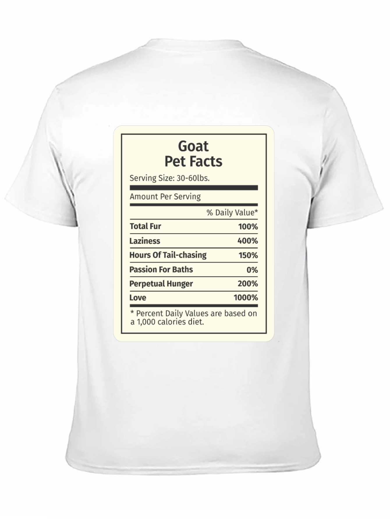 Goat Pet Facts Black T-Shirt Novelty