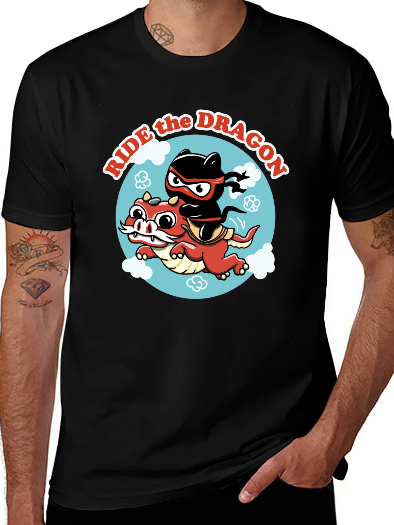 Ride the Dragon Graphic T-Shirt - Ninja Style!