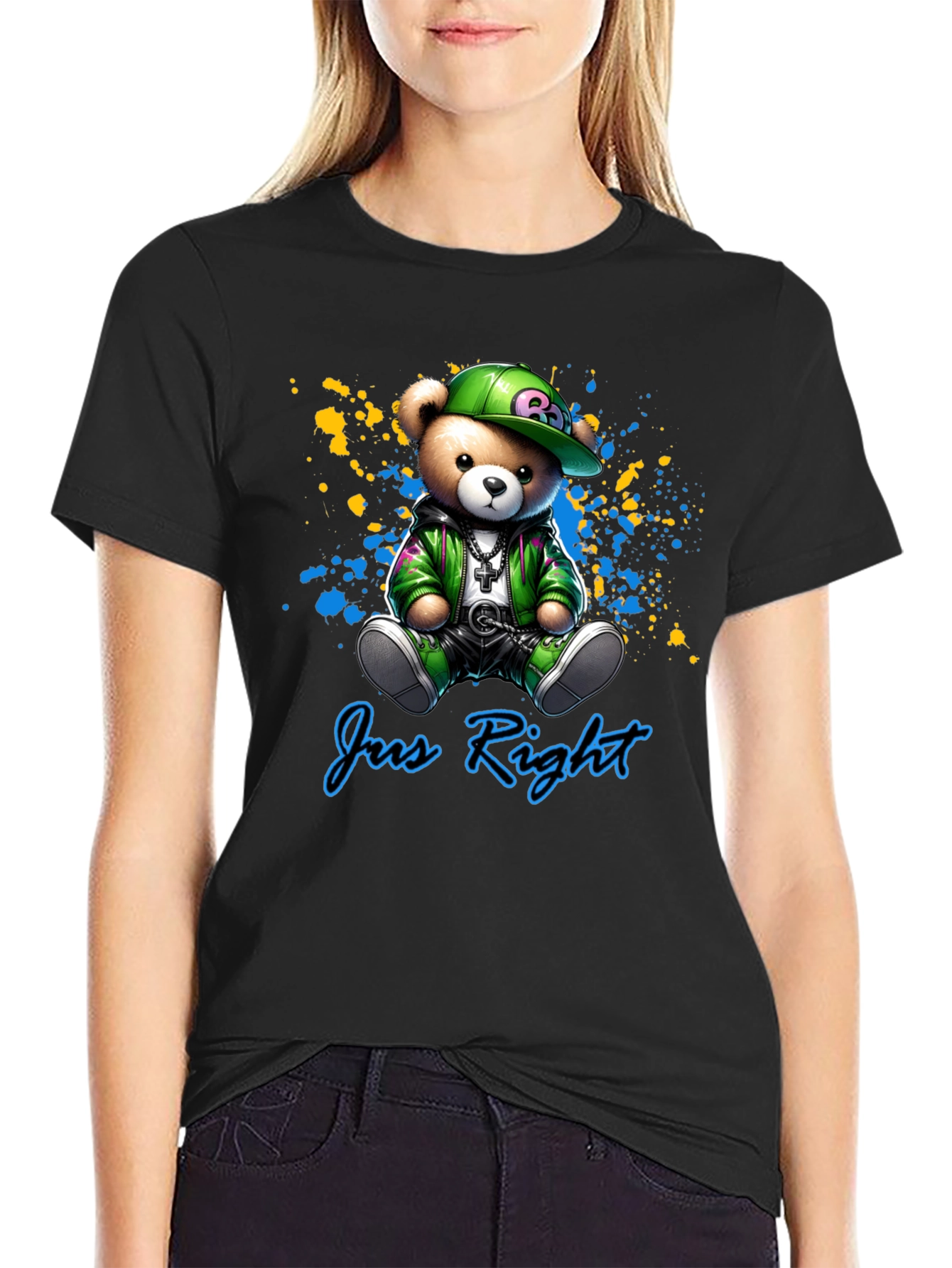 Jus Right Teddy Bear Graphic T-Shirt