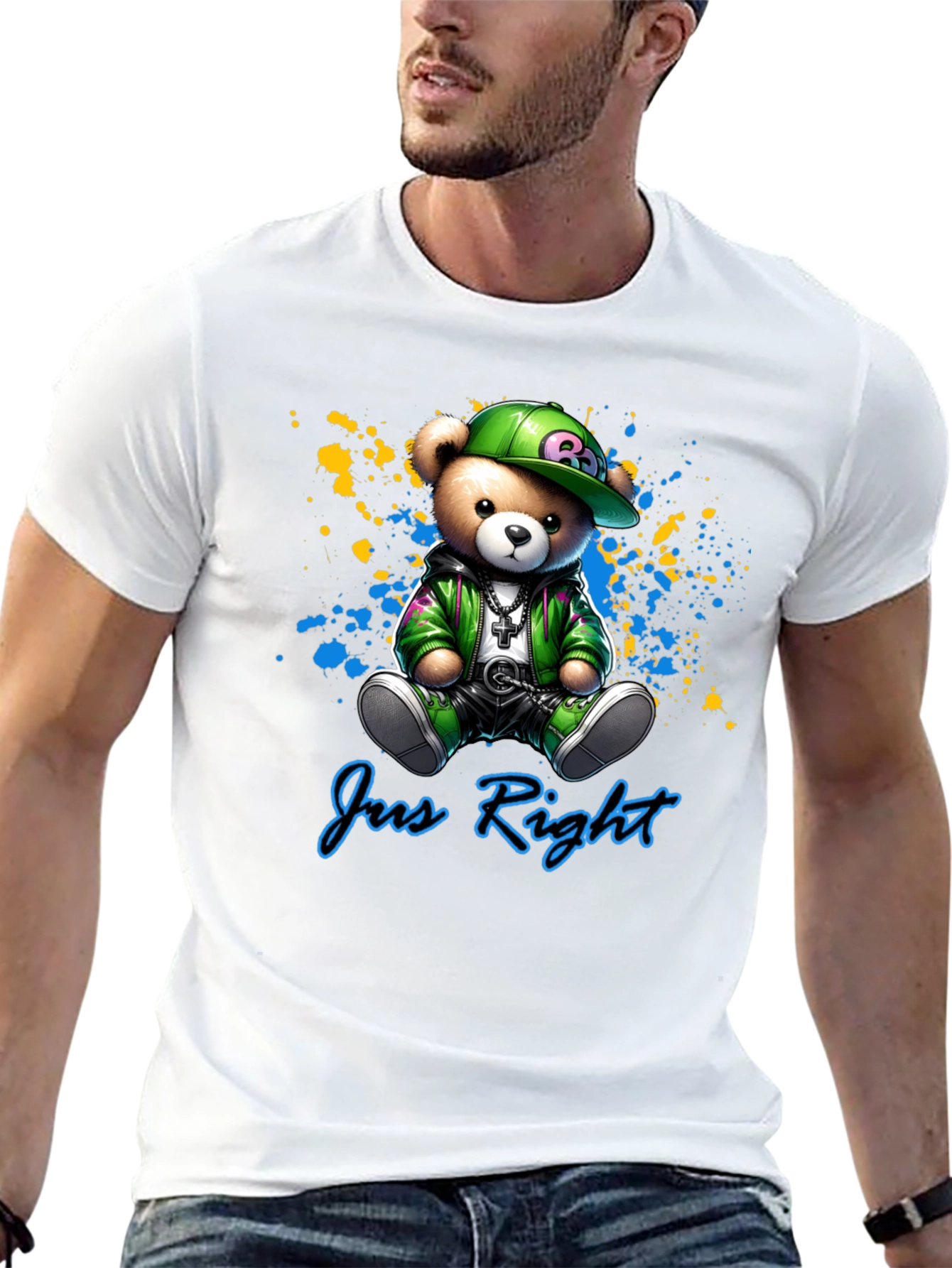 Jus Right Teddy Bear Graphic T-Shirt