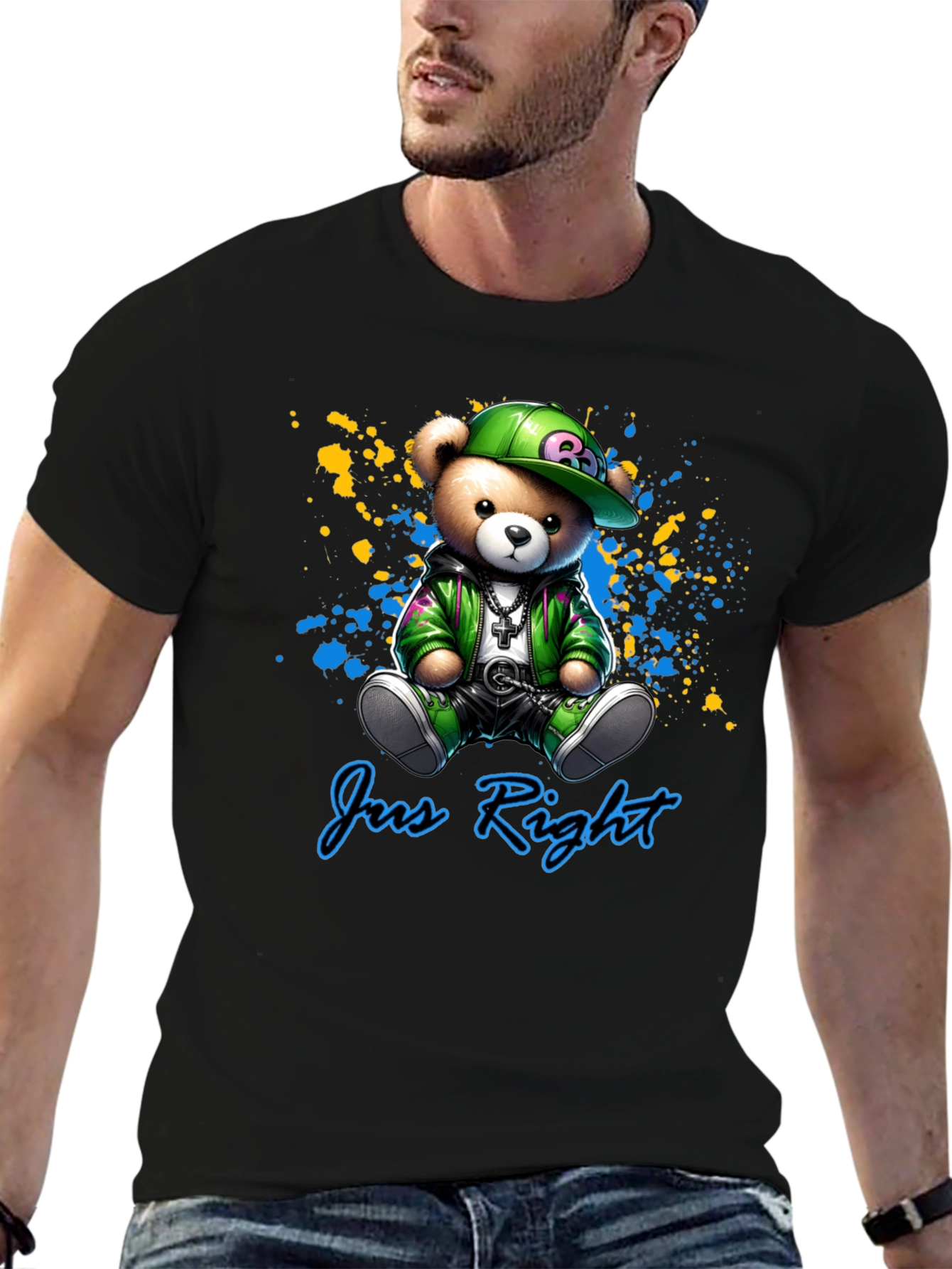 Jus Right Teddy Bear Graphic T-Shirt