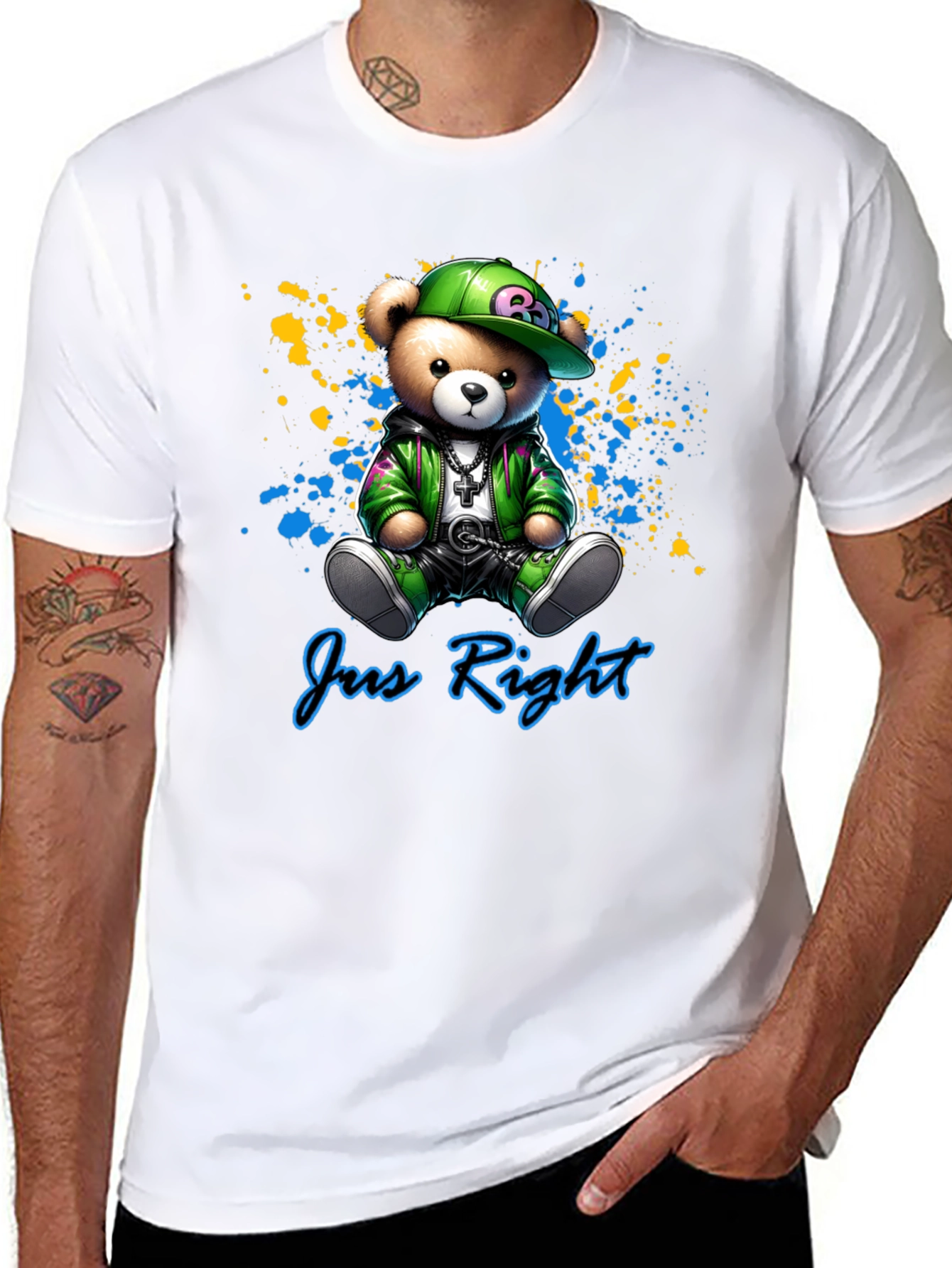 Jus Right Teddy Bear Graphic T-Shirt