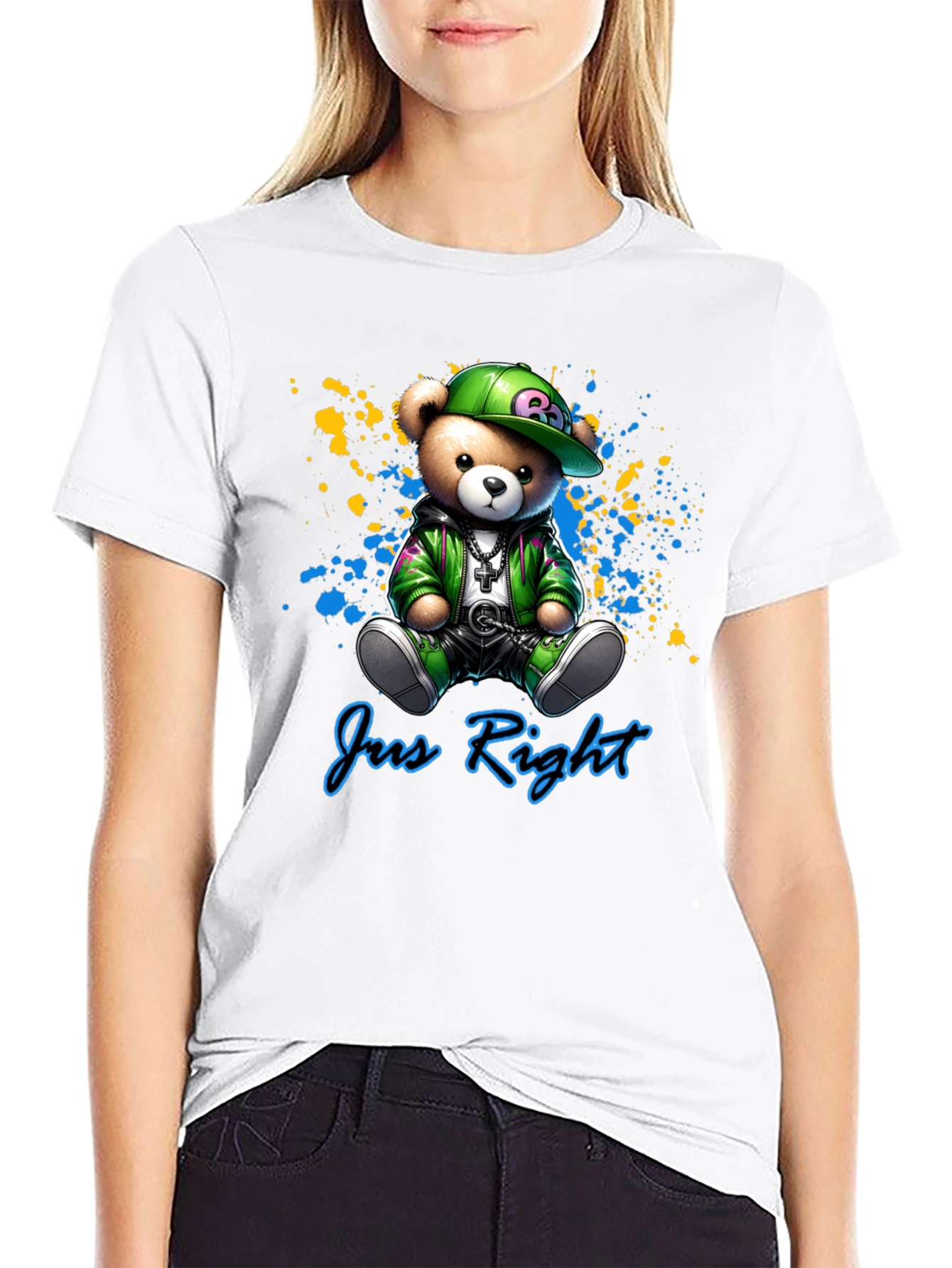 Jus Right Teddy Bear Graphic T-Shirt