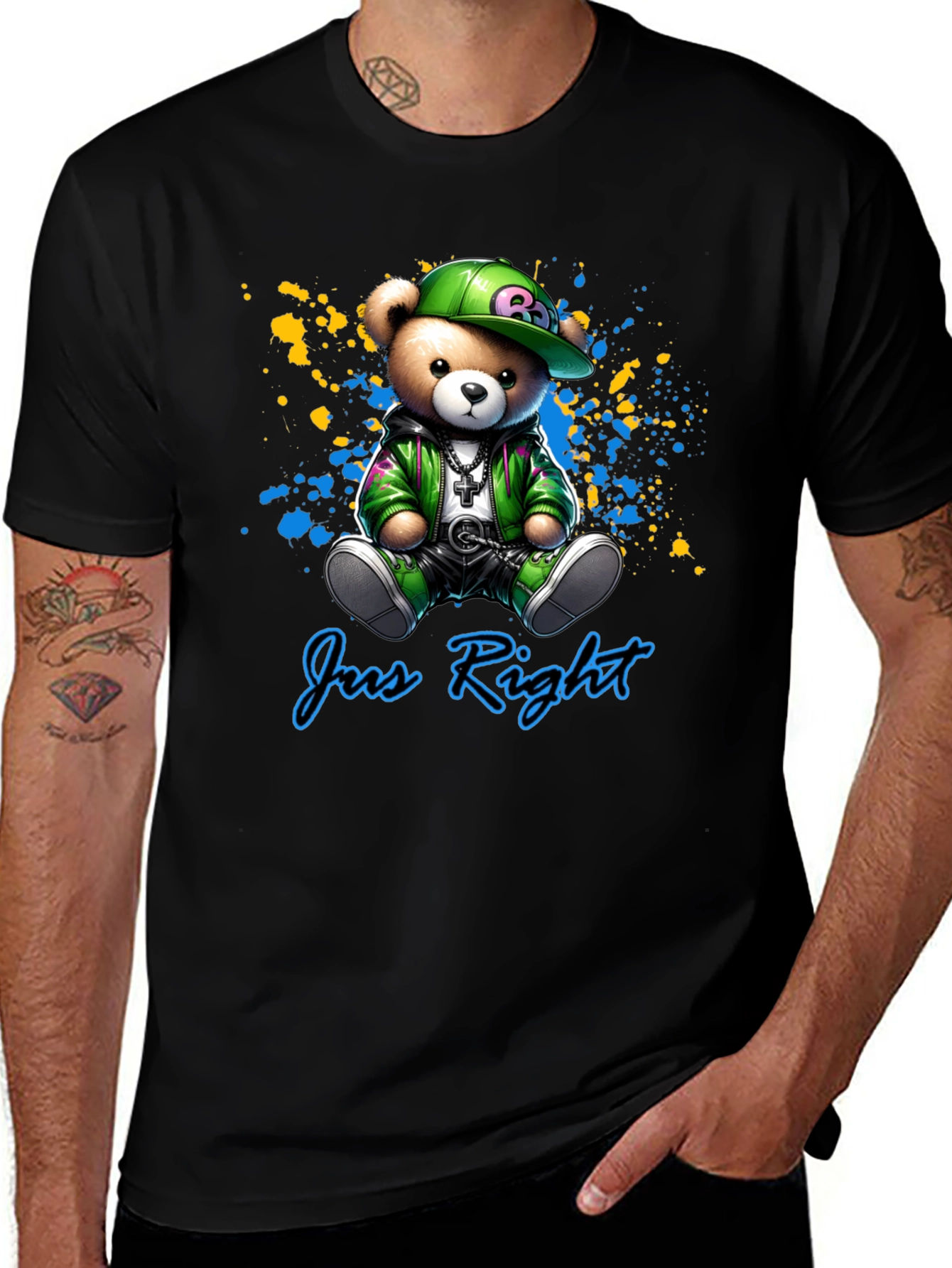 Jus Right Teddy Bear Graphic T-Shirt