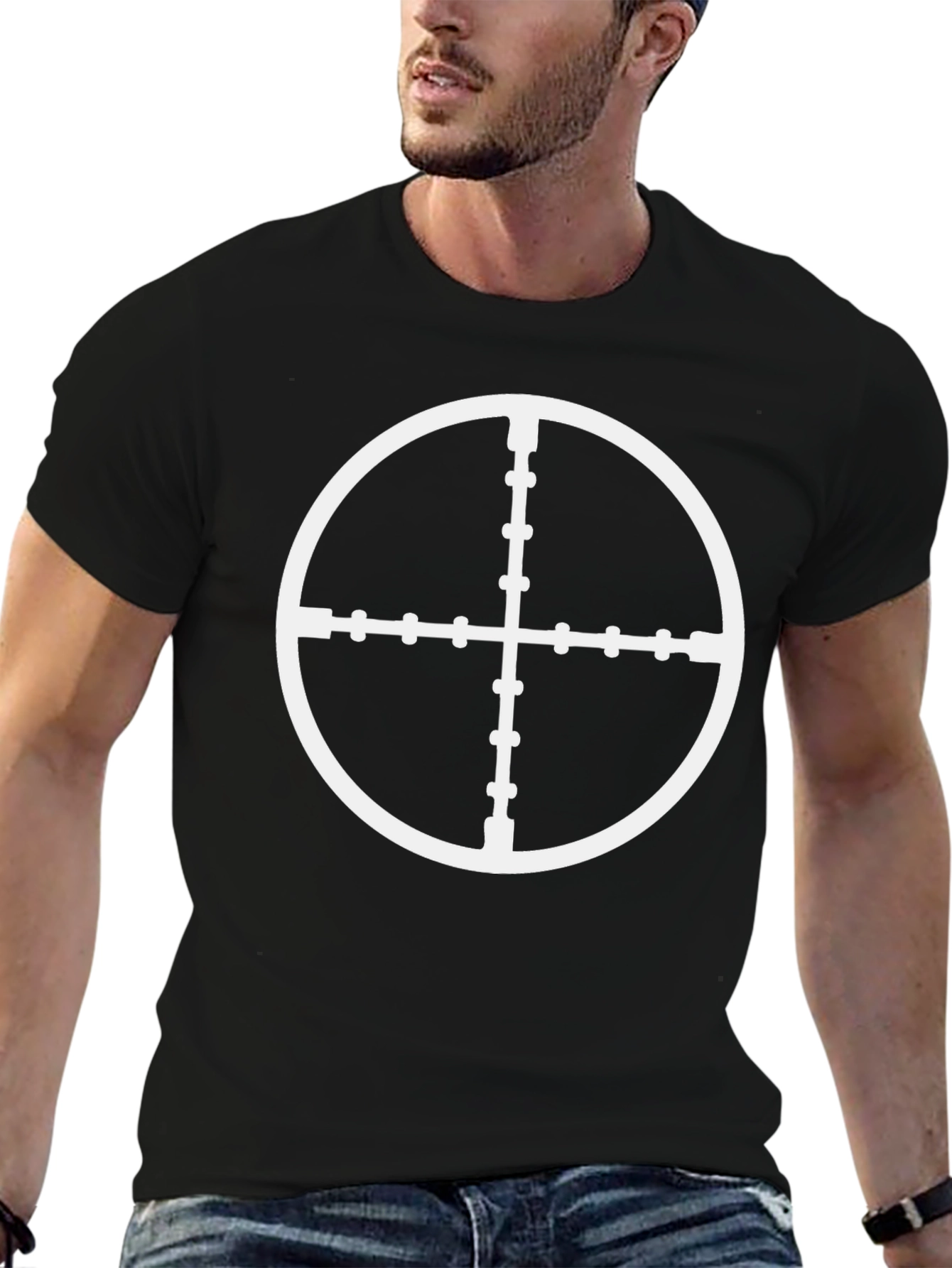 Target Graphic T-Shirt - Mens Black Crew Neck Tee