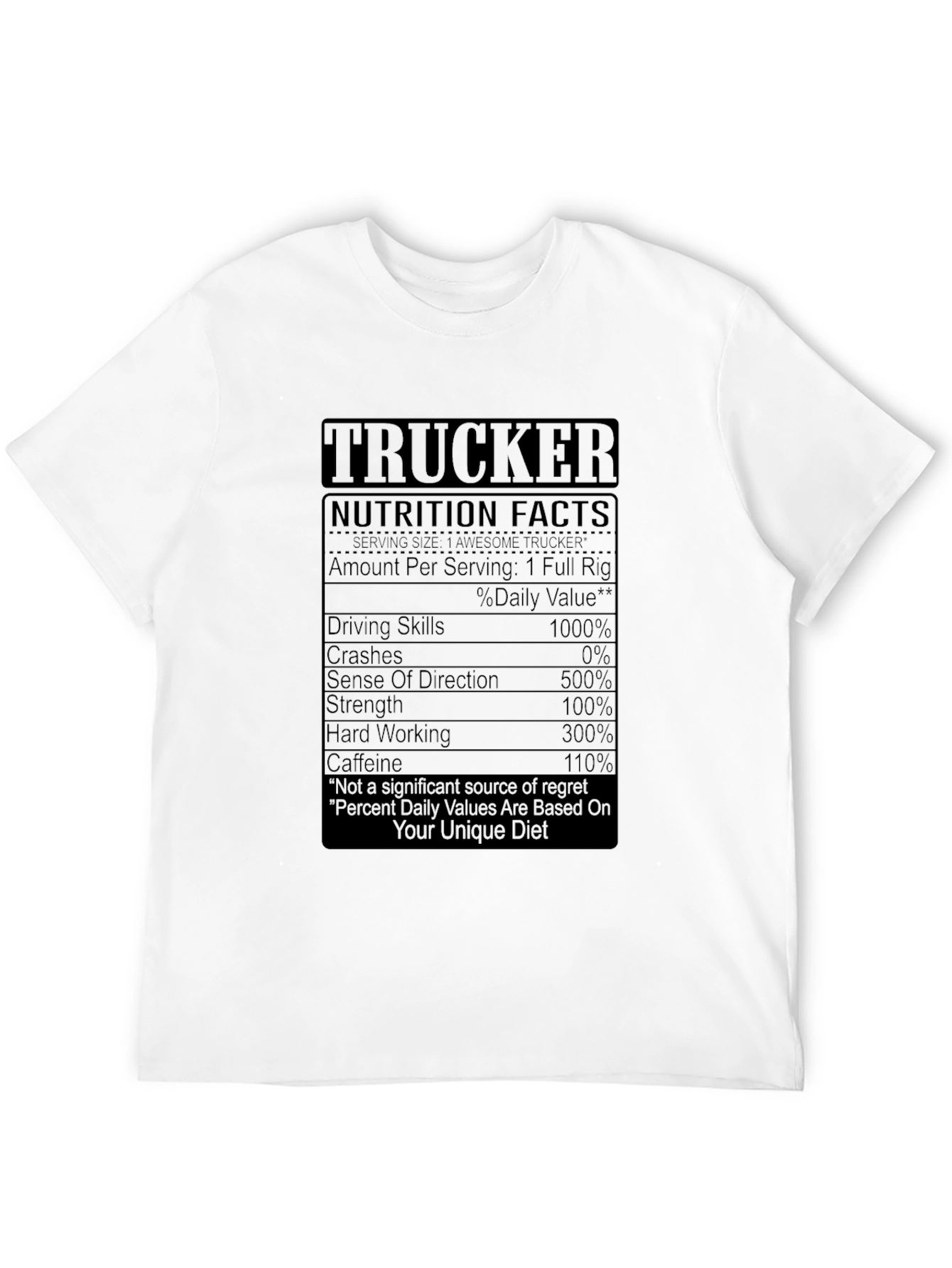 Trucker Nutrition Facts Graphic Tee - Black T-Shirt