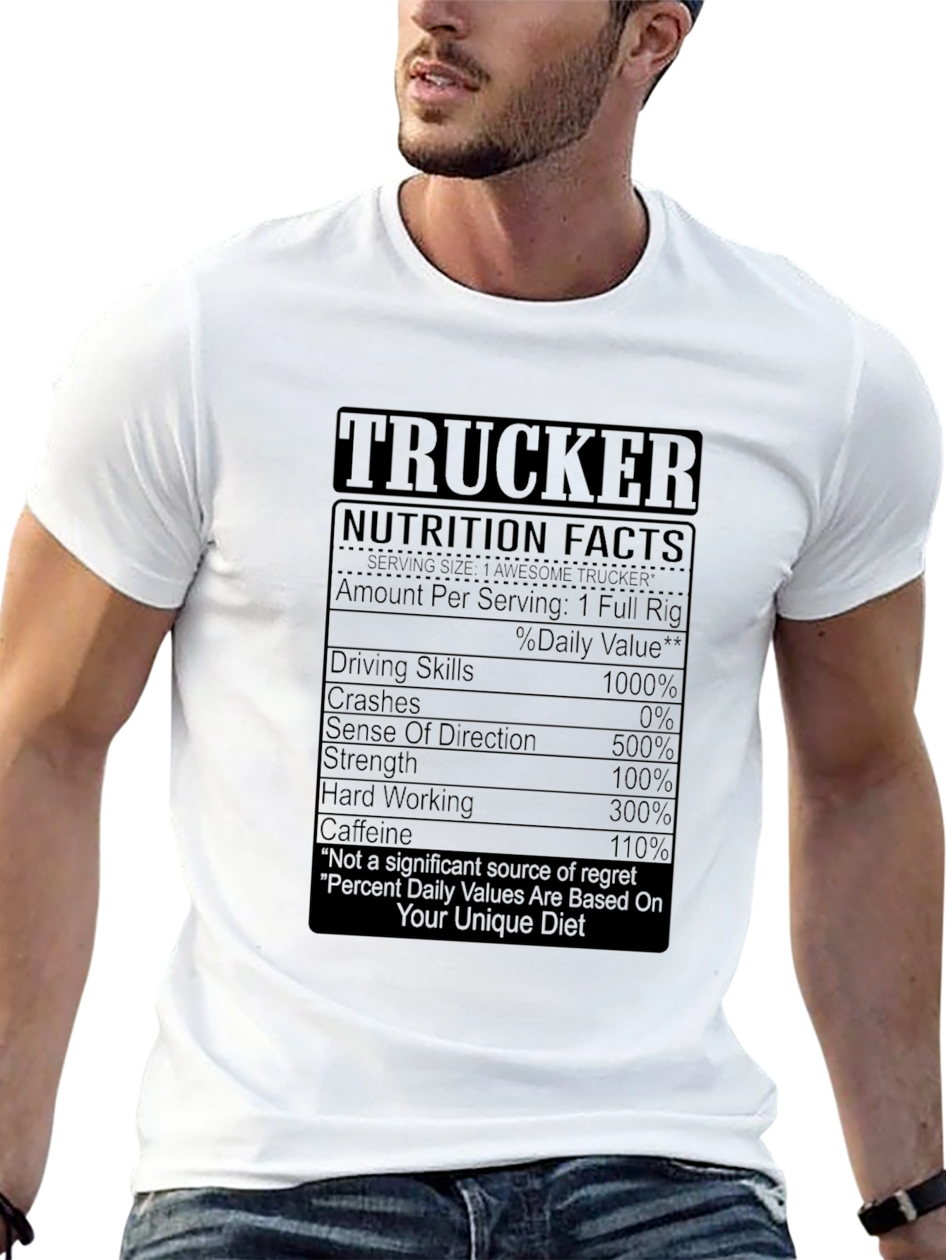 Trucker Nutrition Facts Graphic Tee - Black T-Shirt