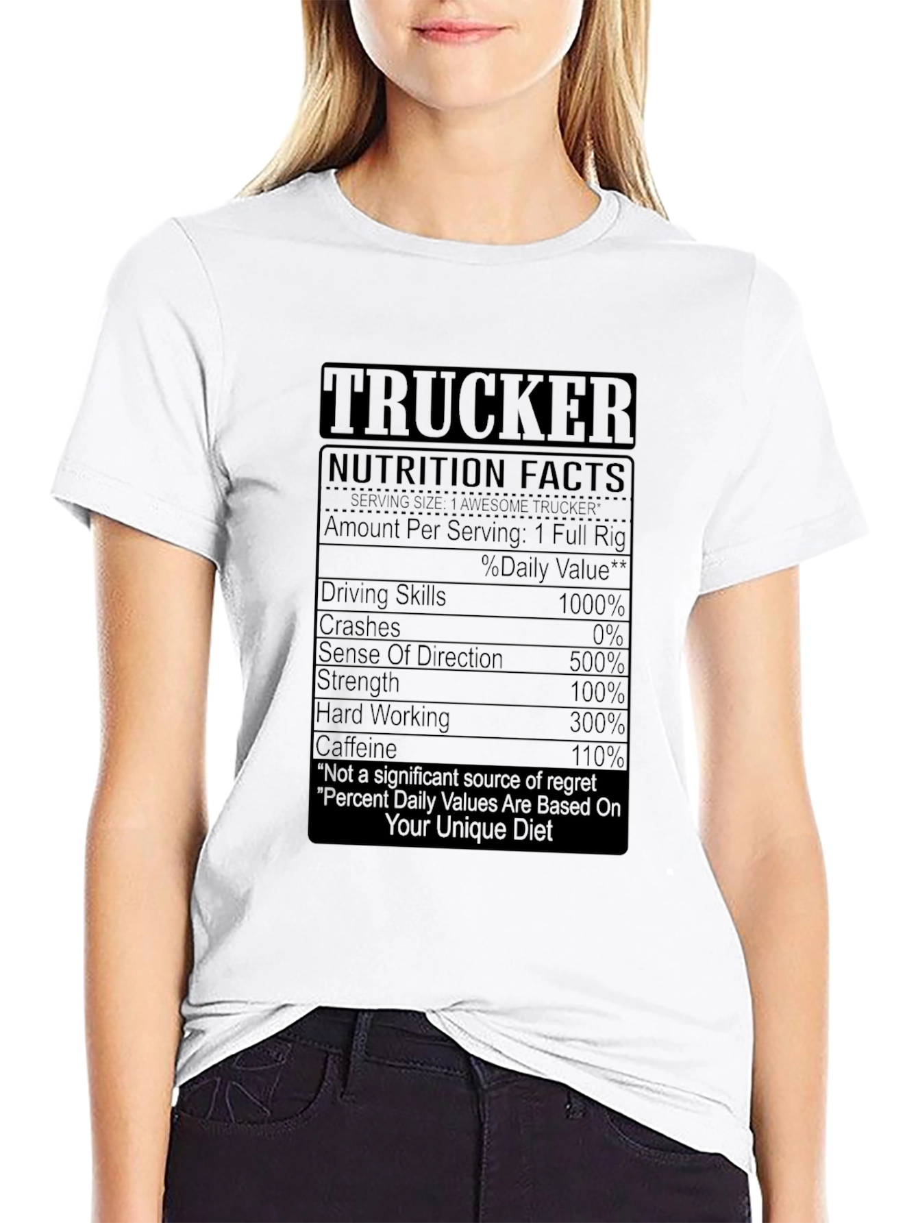 Trucker Nutrition Facts Graphic Tee - Black T-Shirt