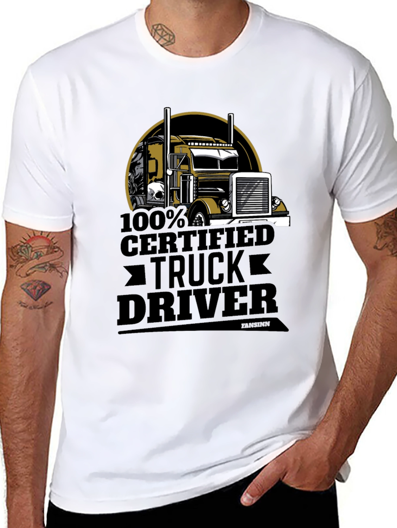 100% Certified Truck Driver Black T-Shirt