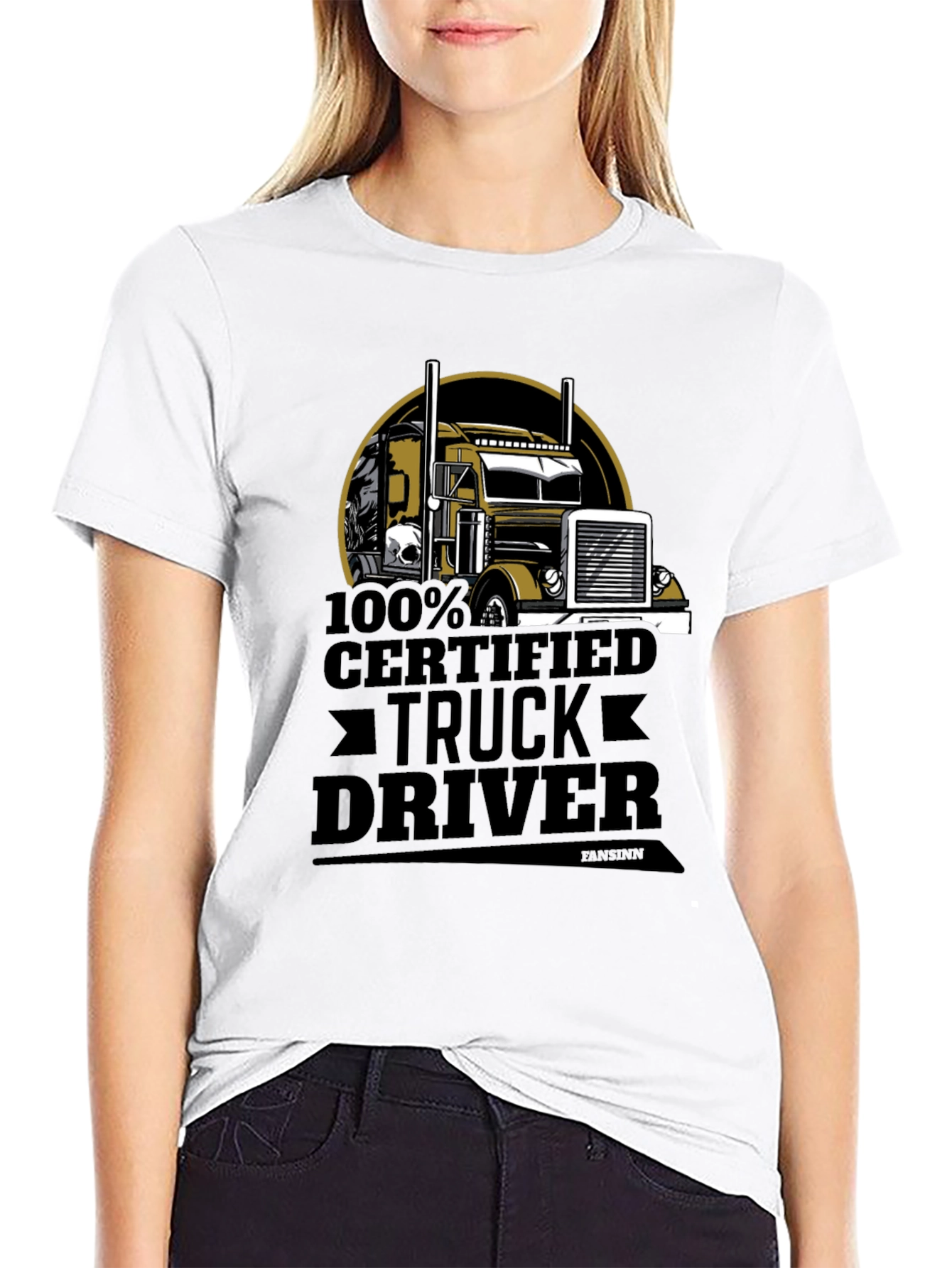 100% Certified Truck Driver Black T-Shirt