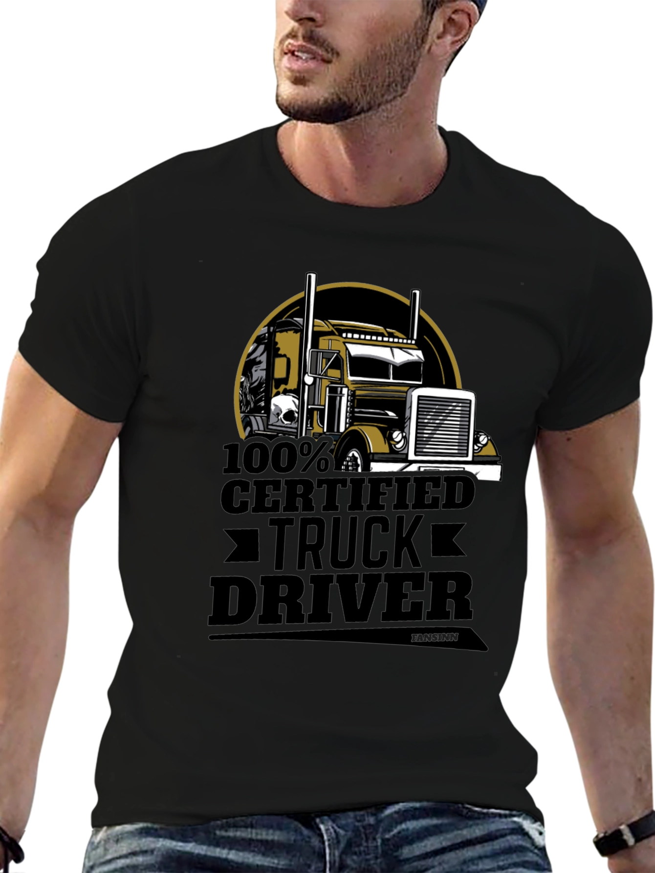 100% Certified Truck Driver Black T-Shirt