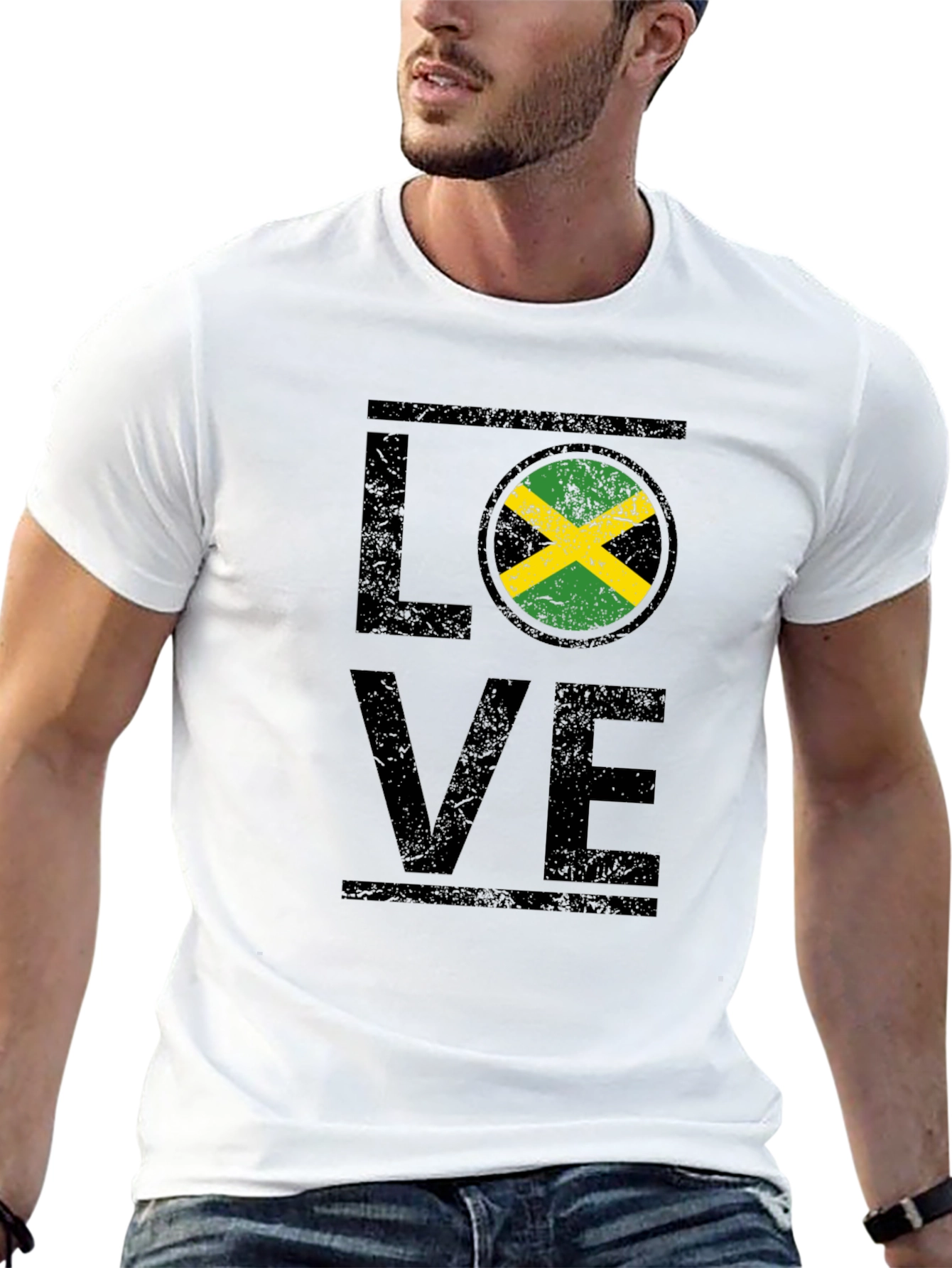 Love Jamaica Flag T-Shirt - Distressed Design