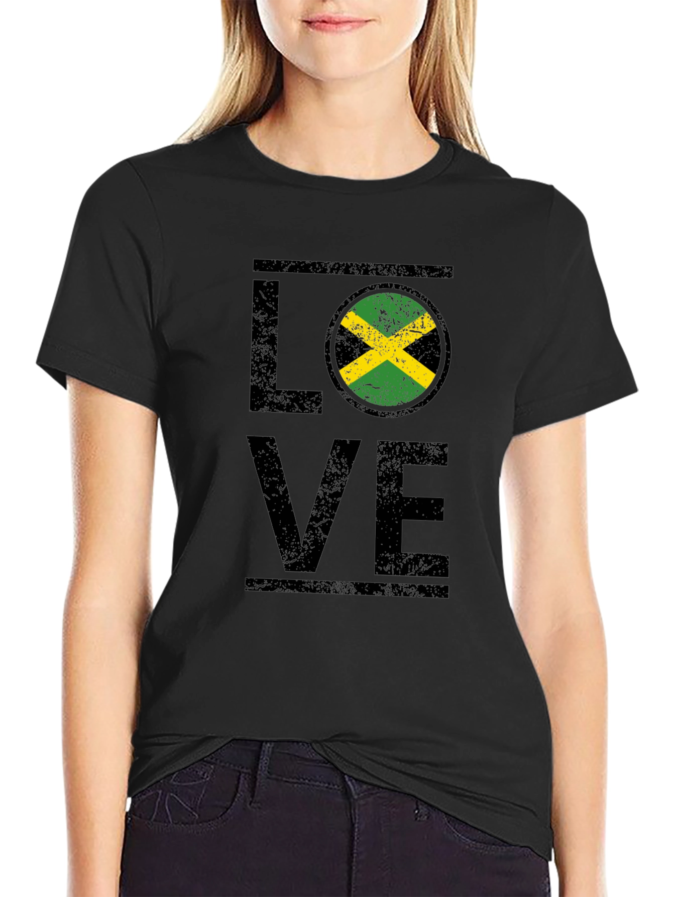 Love Jamaica Flag T-Shirt - Distressed Design