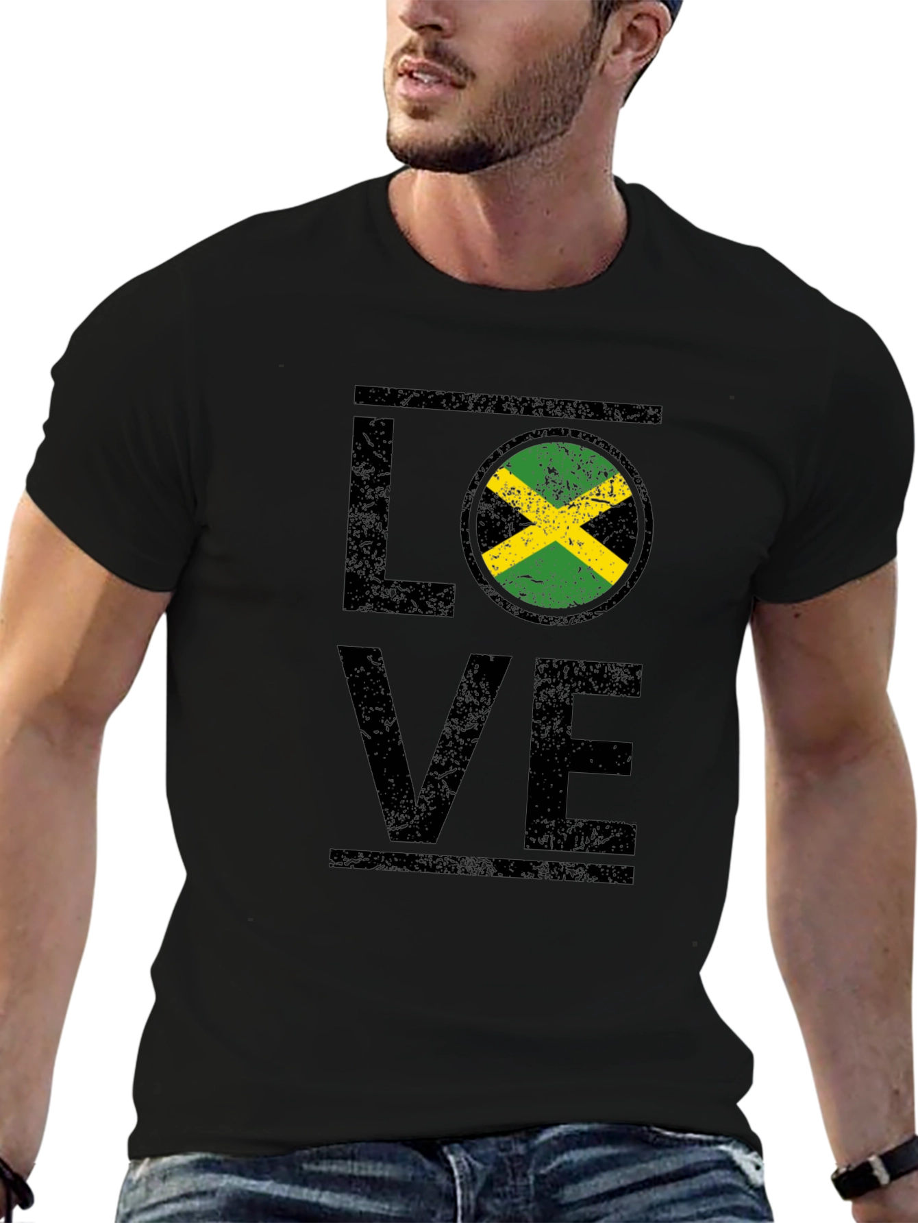 Love Jamaica Flag T-Shirt - Distressed Design