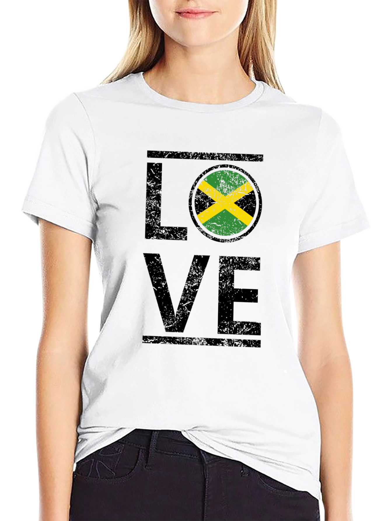 Love Jamaica Flag T-Shirt - Distressed Design