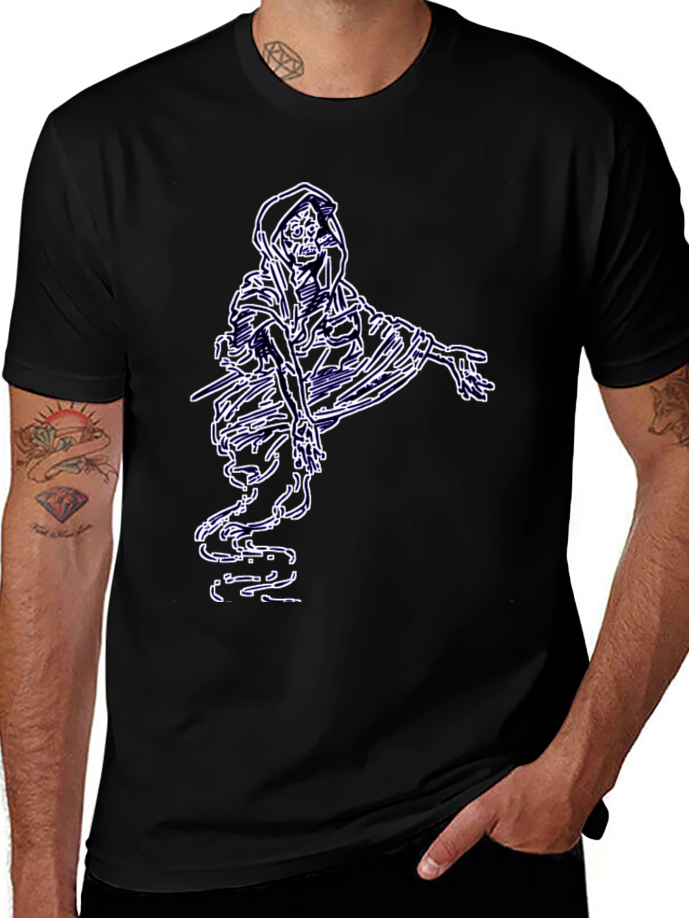 Grim Reaper Graphic Tee - Black Cotton T-Shirt