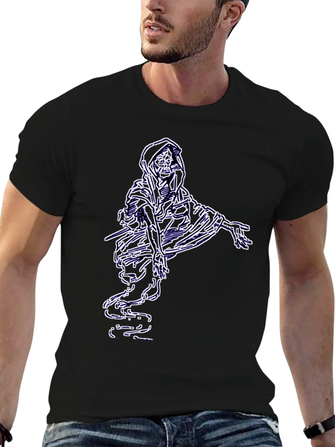 Grim Reaper Graphic Tee - Black Cotton T-Shirt