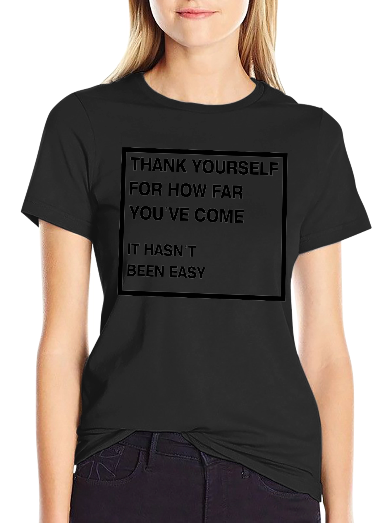 Motivational Black T-Shirt: Thank Yourself