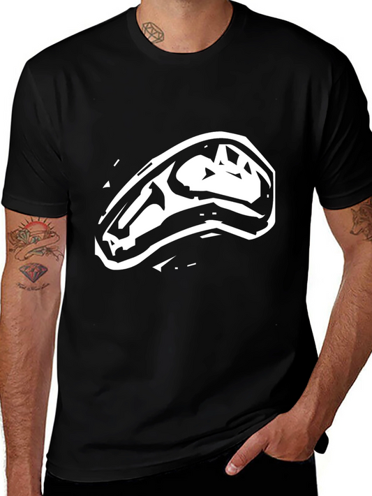 Dinosaur Skull Graphic Tee - Mens Black T-Shirt