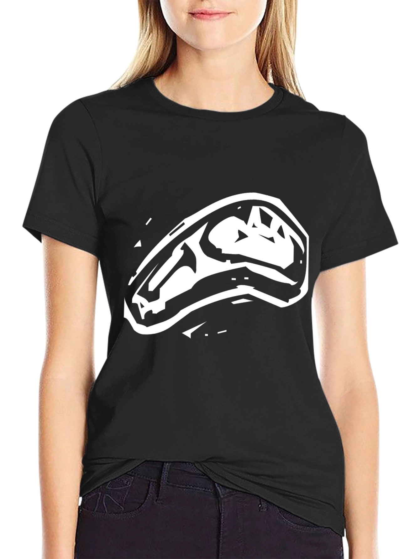 Dinosaur Skull Graphic Tee - Mens Black T-Shirt