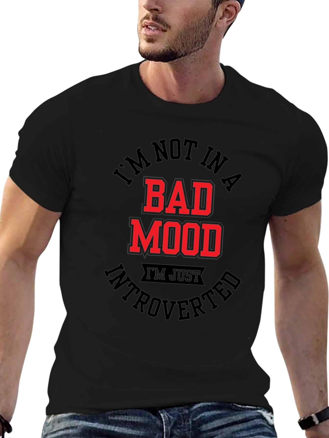 Introverted Mood T-Shirt - Black Graphic Tee