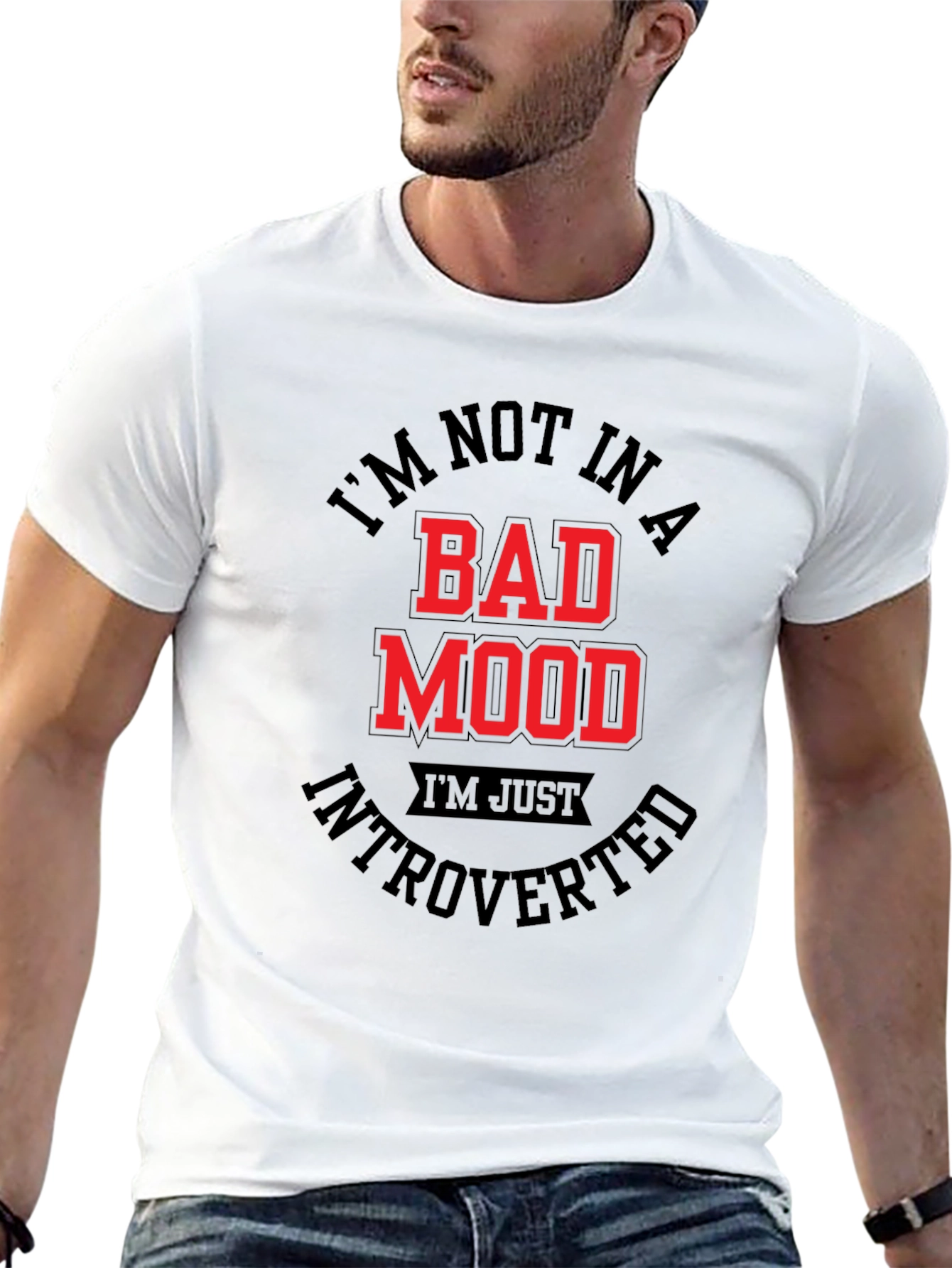 Introverted Mood T-Shirt - Black Graphic Tee