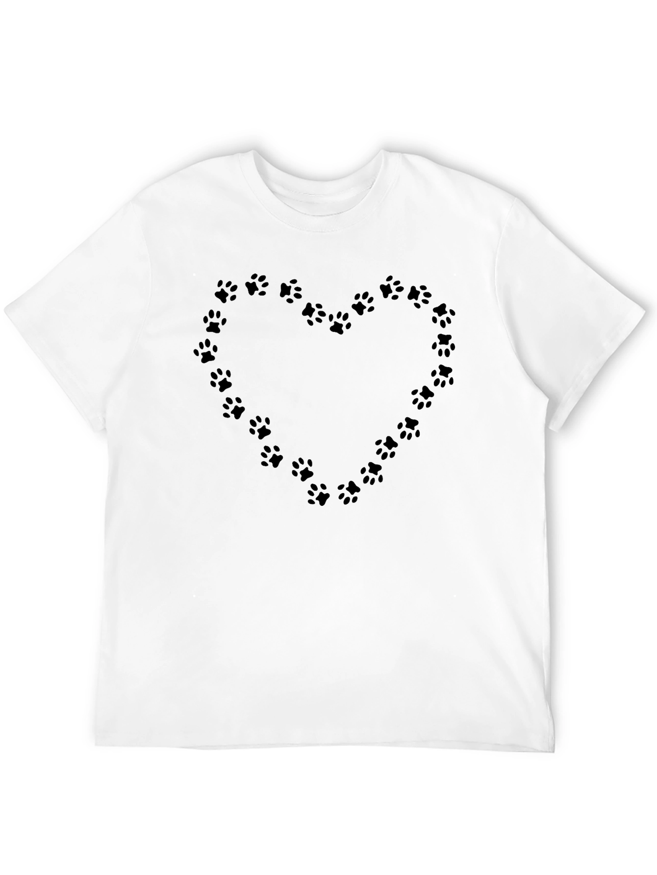 Paw Print Heart T-Shirt - Black