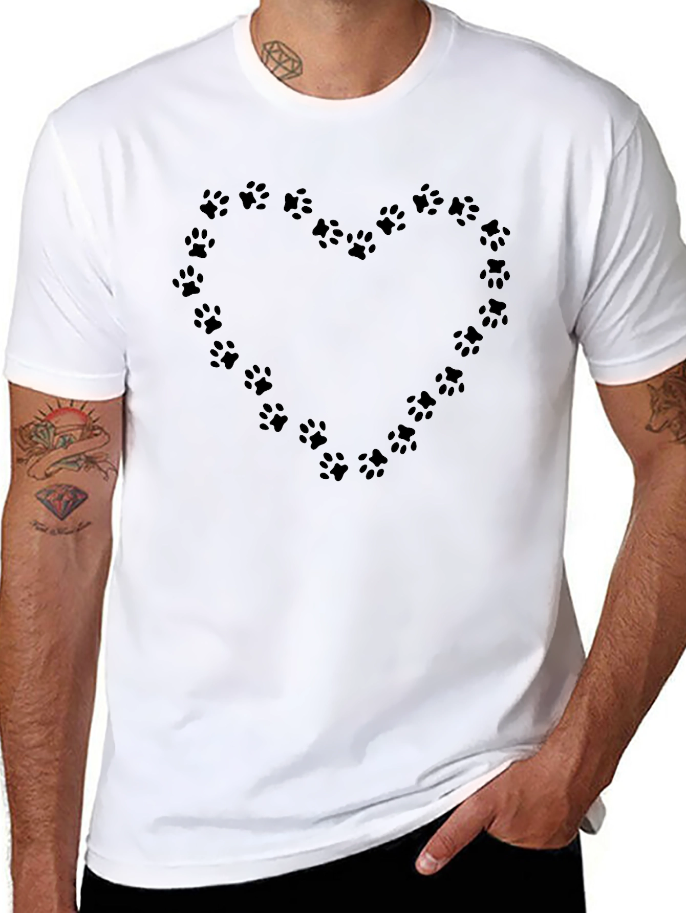 Paw Print Heart T-Shirt - Black