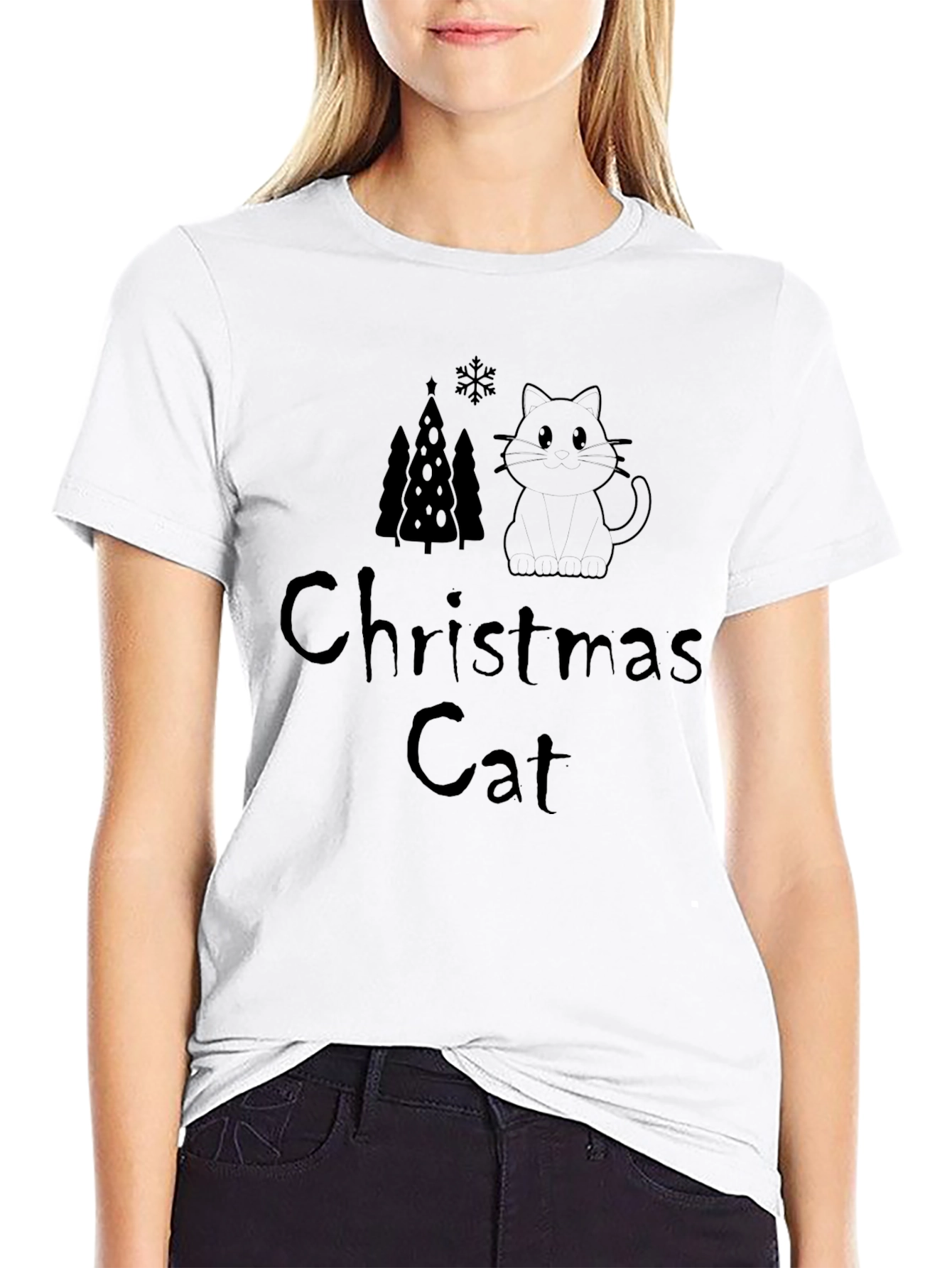 Christmas Cat Graphic T-Shirt