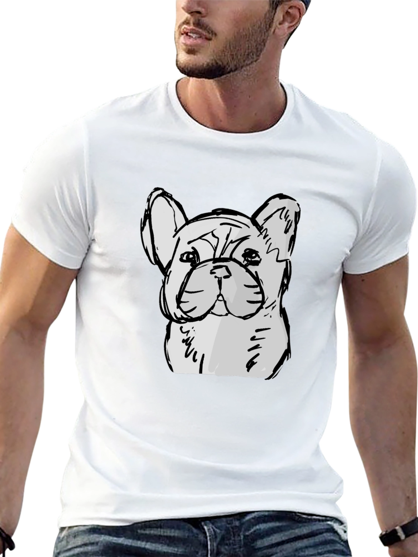 French Bulldog Sketch Graphic Black T-Shirt