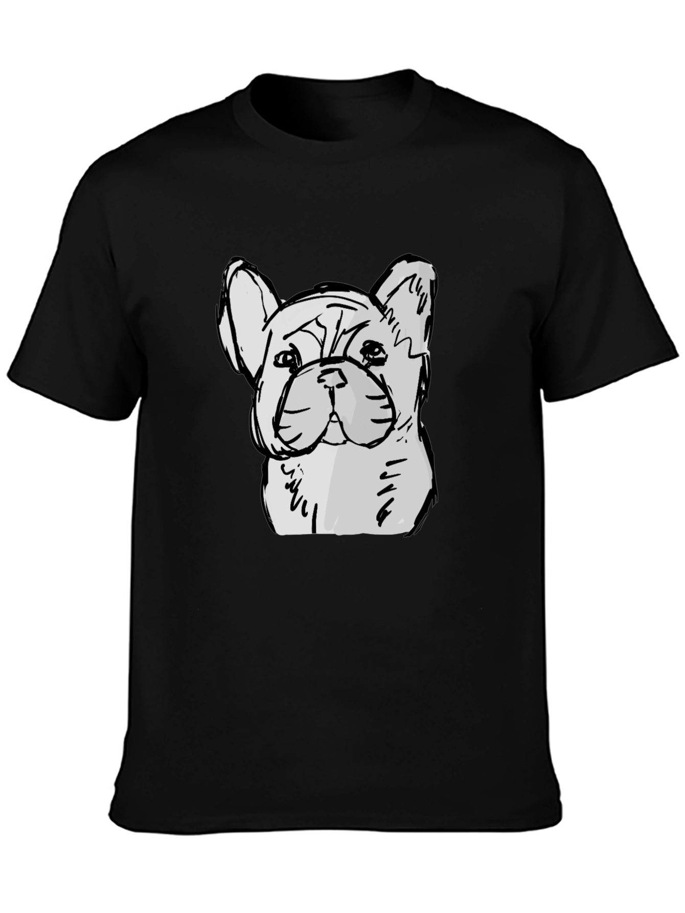 French Bulldog Sketch Graphic Black T-Shirt
